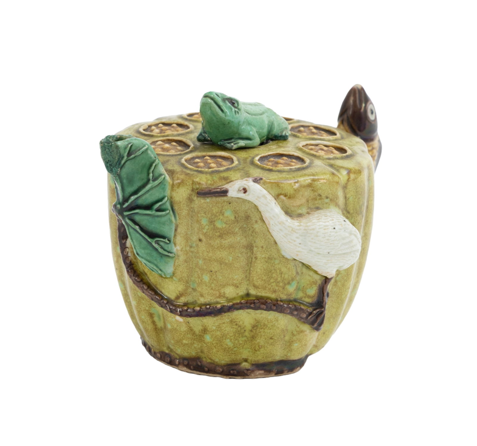 Compte-gouttes à eau en céramique, Chine, dynastie Qing, en forme de cosse de lotus, avec  - 4