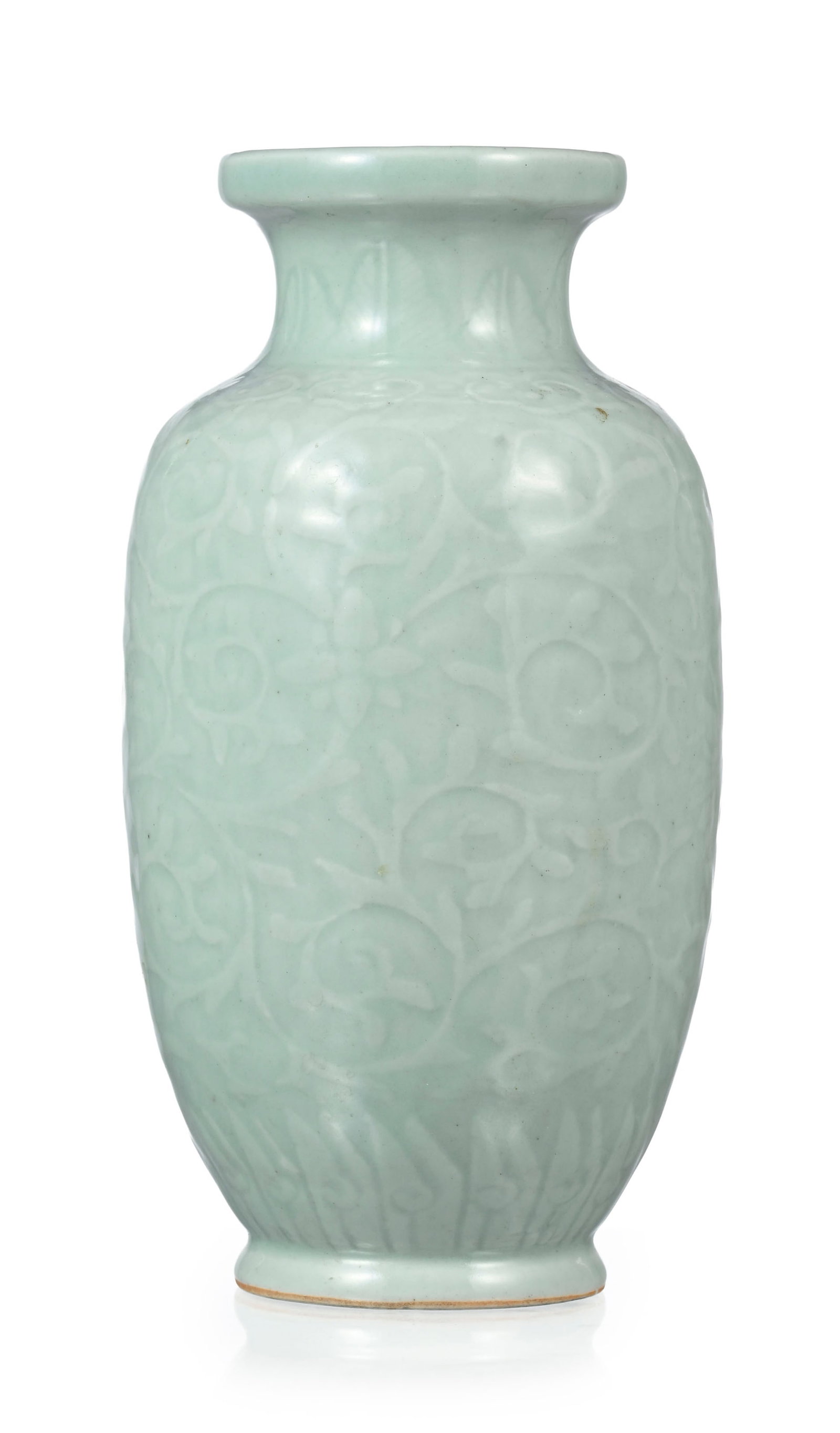 Vase en porcelaine à glaçure céladon, Chine, dynastie Qing, décor de rinceaux de - 2