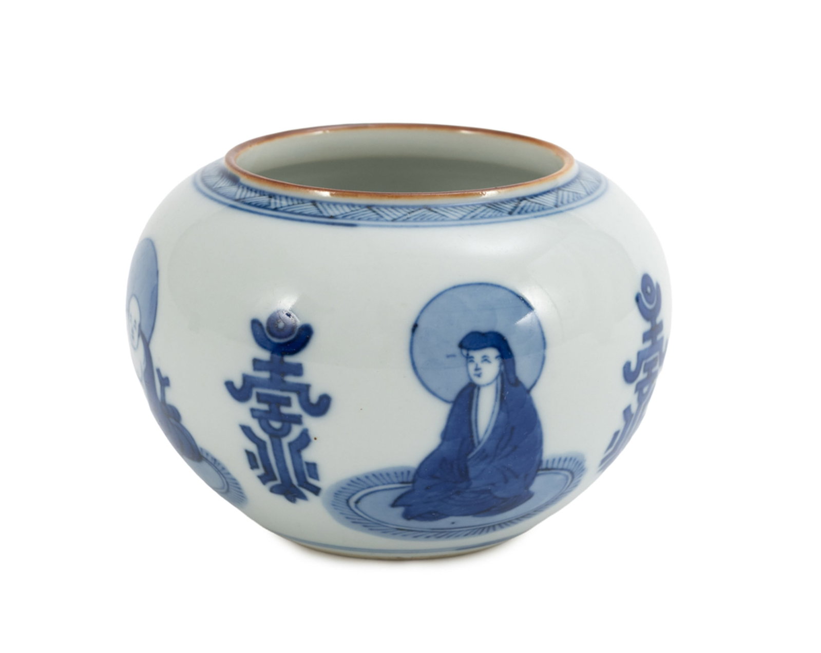 Bol et pot en porcelaine, Chine, XIX-XXe s., les deux au décor en bleu, le bol décoré - 2