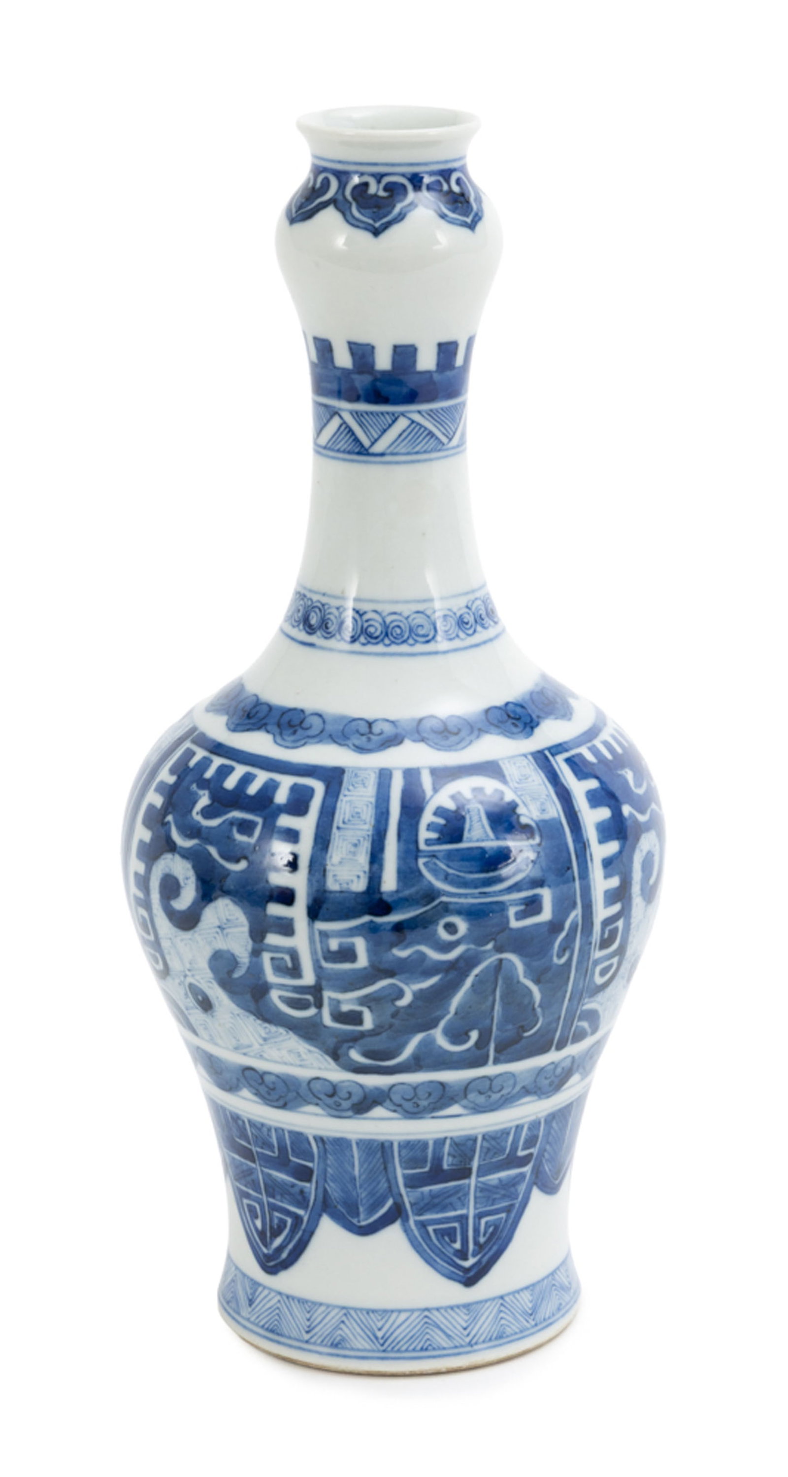 Vase suantouping en porcelaine, Chine, XIX-XXe s., décor en bleu de divers motifs archaïsa - 2