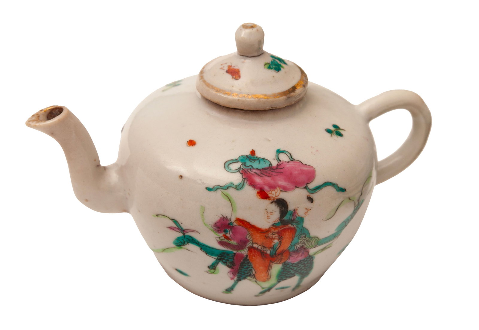 Ensemble de 8 pièces en porcelaine, Chine, XIX-XXe s., comprenant: 1 théière famille  - 2