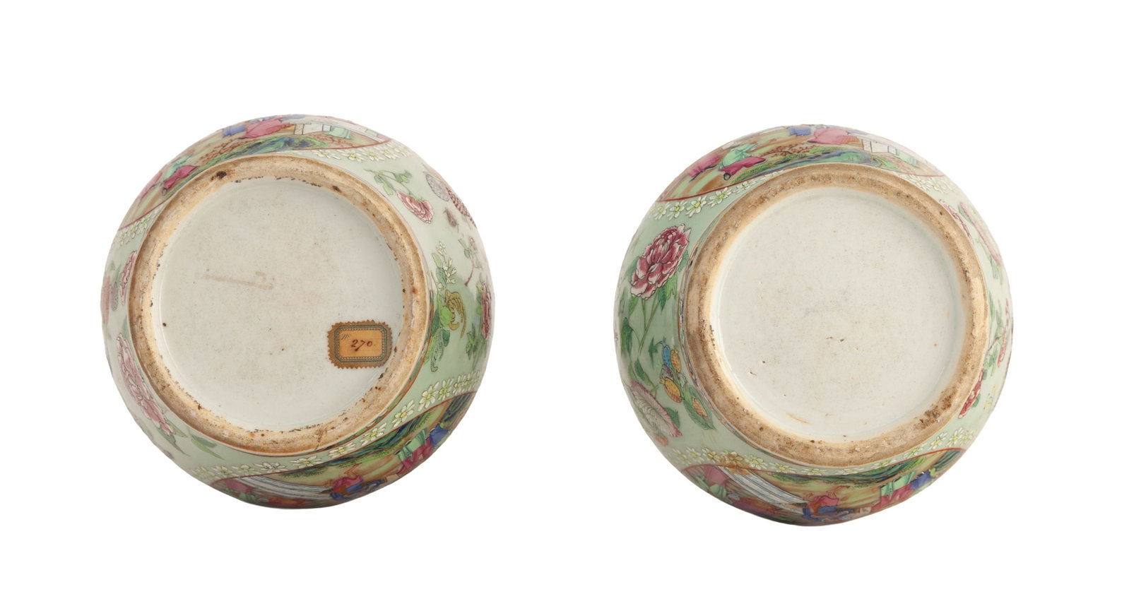 Paire de vases suantouping e_n porcelaine "Rose Medallion" sur fond céladon, Chine, Canton, dyn - 3