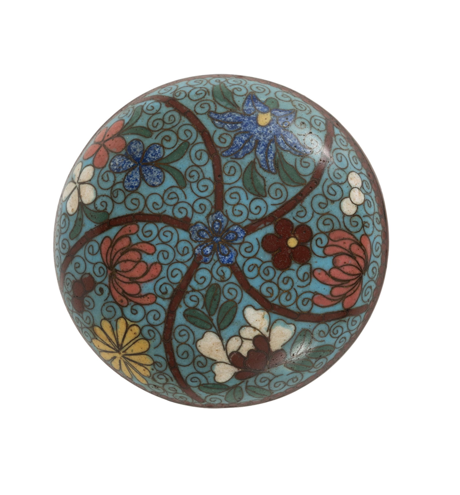 Ensemble de 3 petites boîtes circulaires en émaux cloisonnés, Chine, XXe s.: 1 orn - 2
