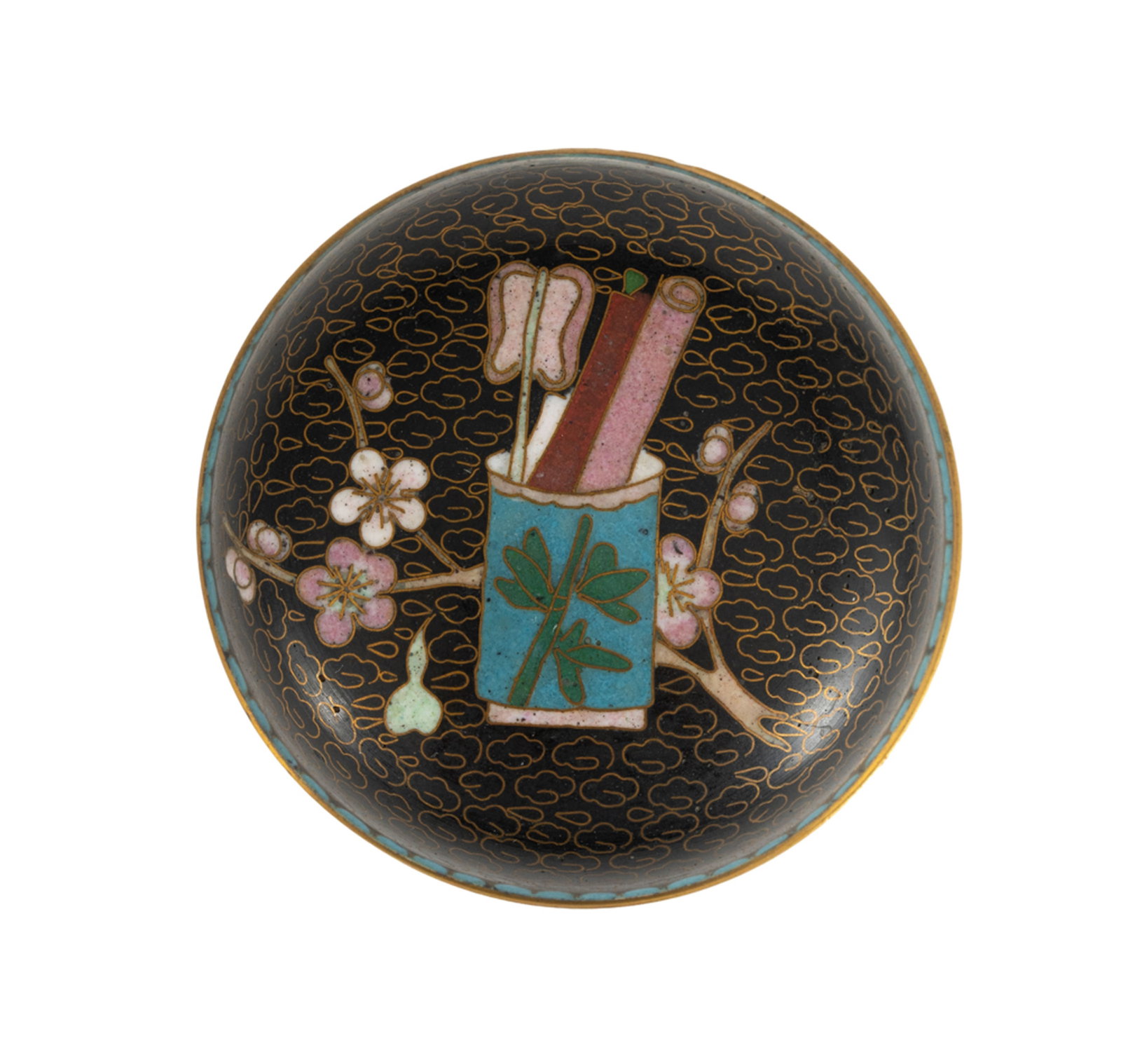 Ensemble de 3 petites boîtes circulaires en émaux cloisonnés, Chine, XXe s.: 1 orn - 3