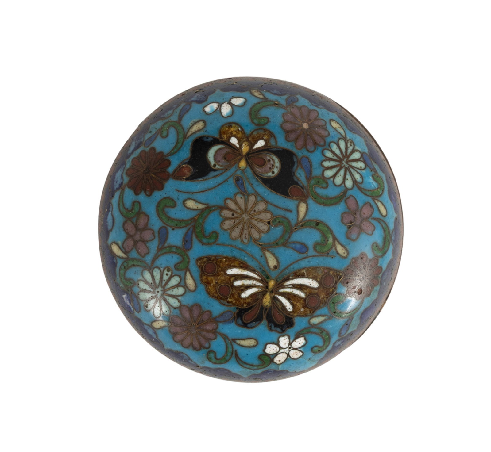 Ensemble de 3 petites boîtes circulaires en émaux cloisonnés, Chine, XXe s.: 1 orn - 4