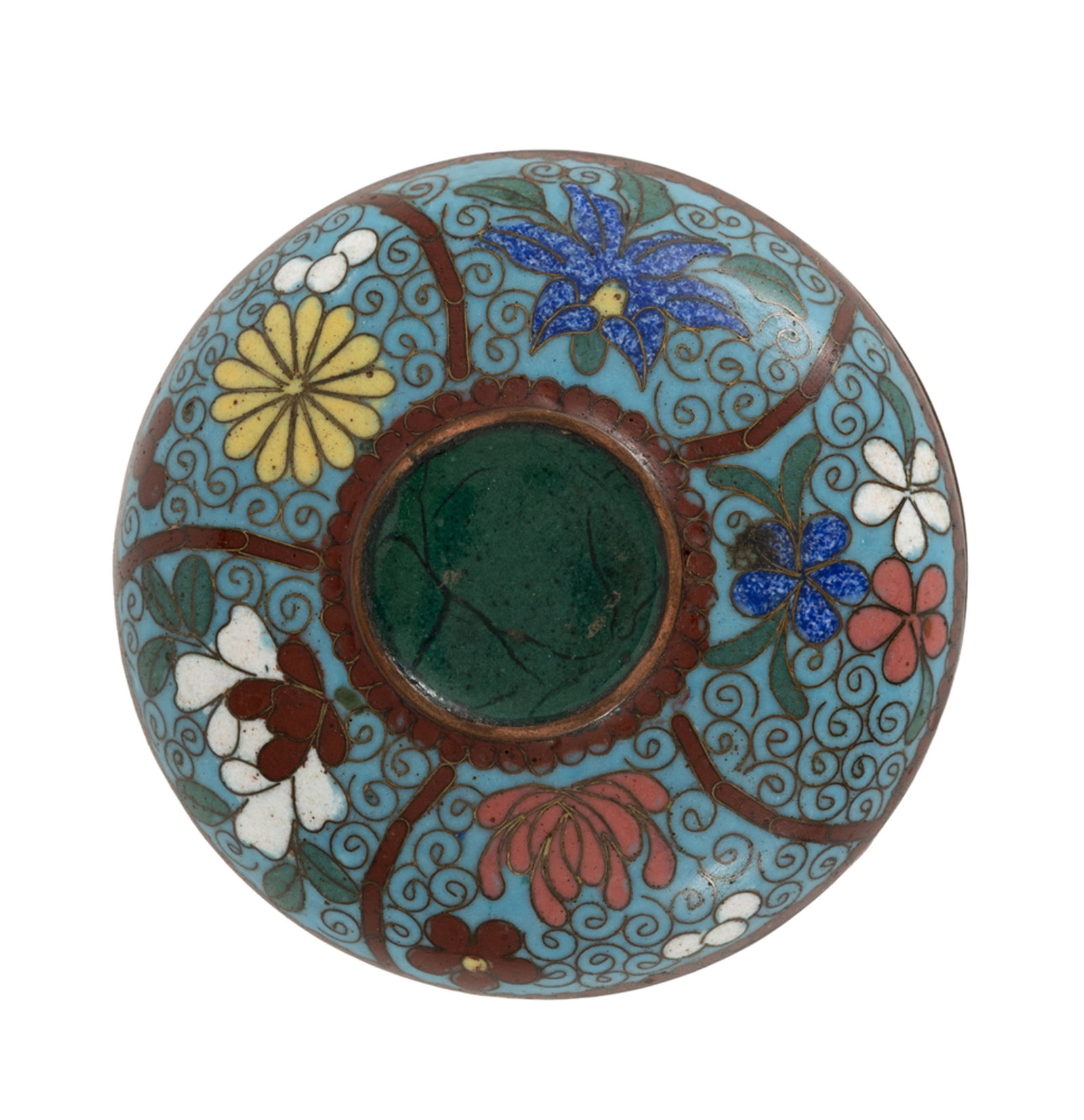 Ensemble de 3 petites boîtes circulaires en émaux cloisonnés, Chine, XXe s.: 1 orn - 5