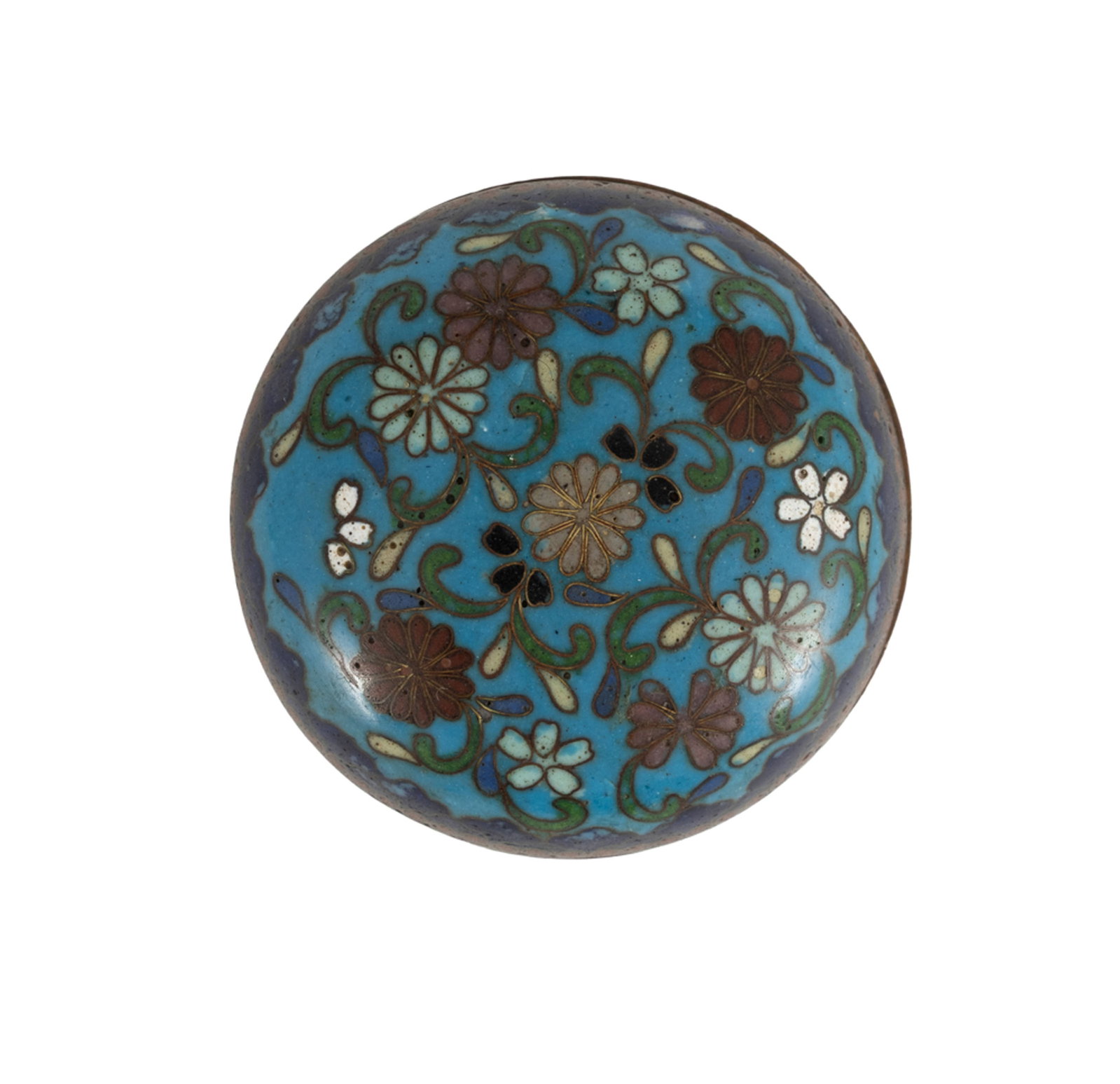 Ensemble de 3 petites boîtes circulaires en émaux cloisonnés, Chine, XXe s.: 1 orn - 7