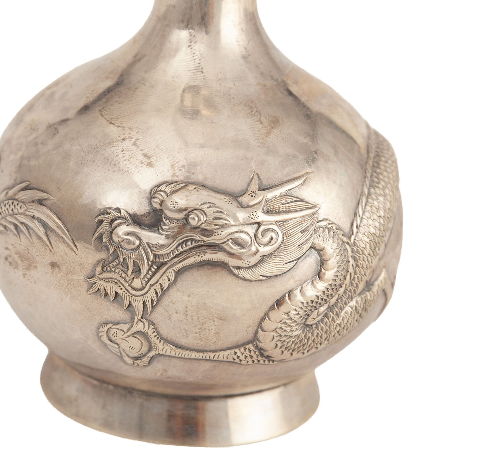 Salière en argent, Chine, fin XIX-début XXe s., décor de dragon en relief, poinç - 3