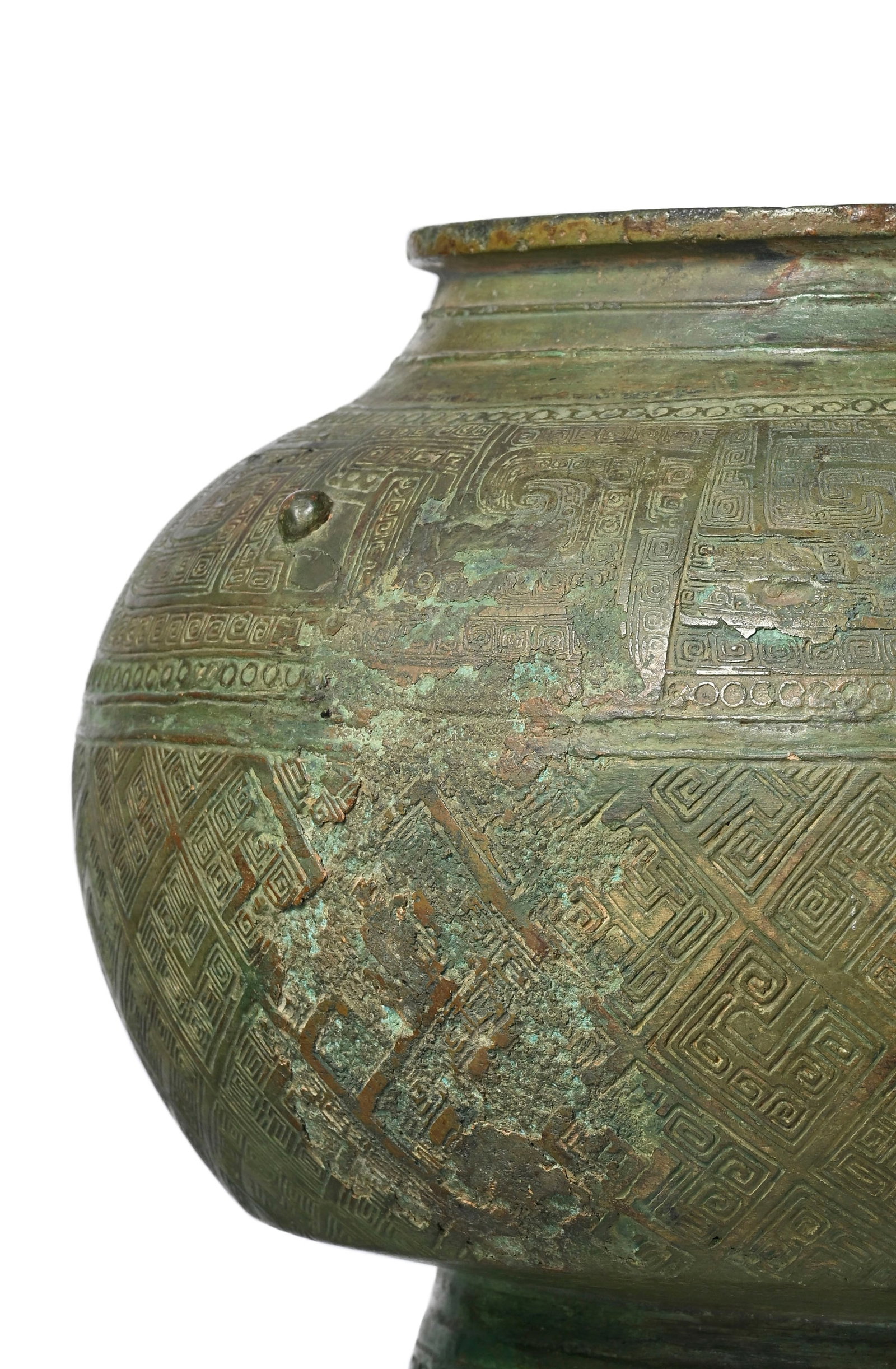 Pou (pot à vin) en bronze, Chine, moderne, décor de taotie, leiwen et motifs géom - 4
