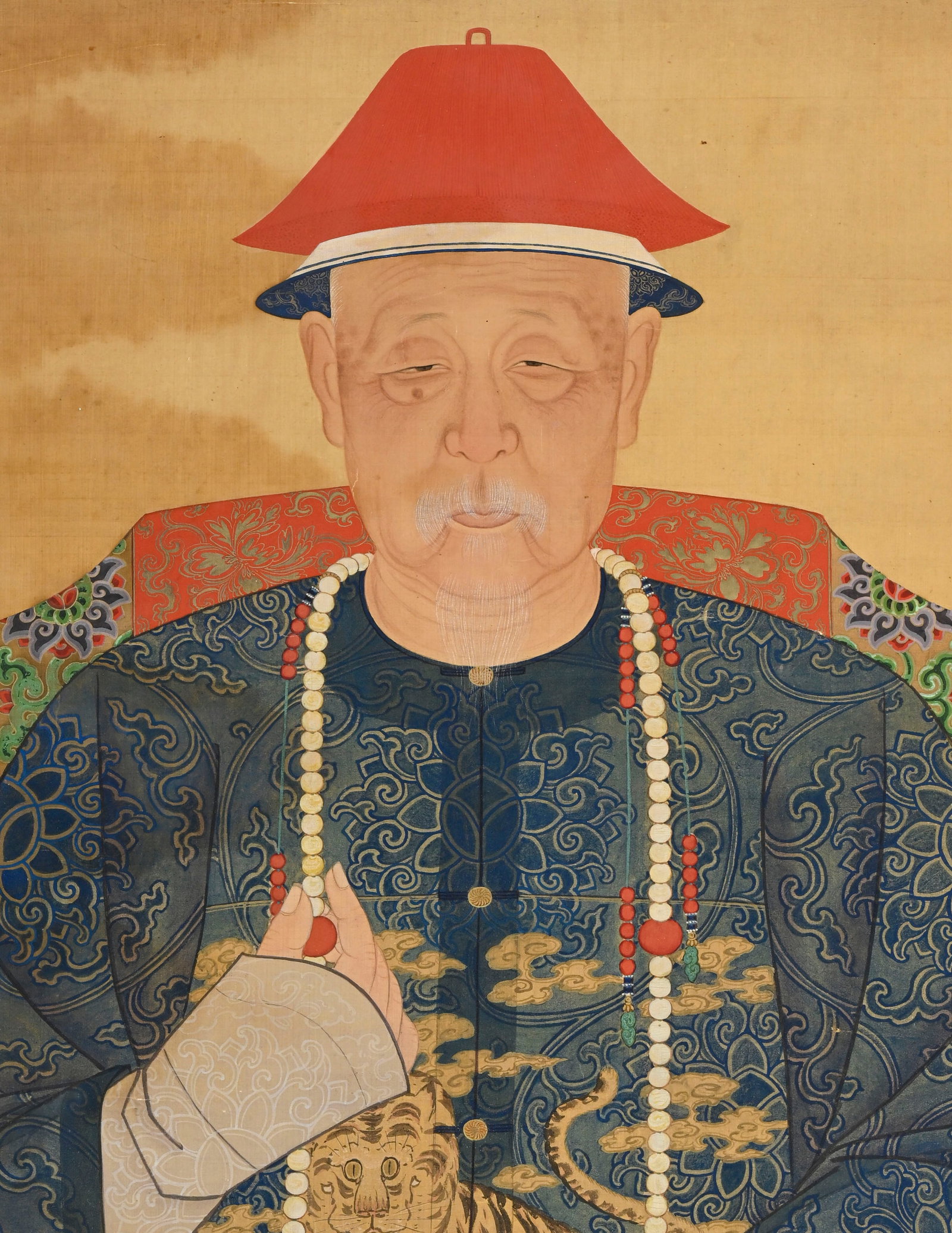 Portraits d'un couple, 2 peintures sur soie, Chine, dynastie Qing, les deux portant un buzi (carr - 4