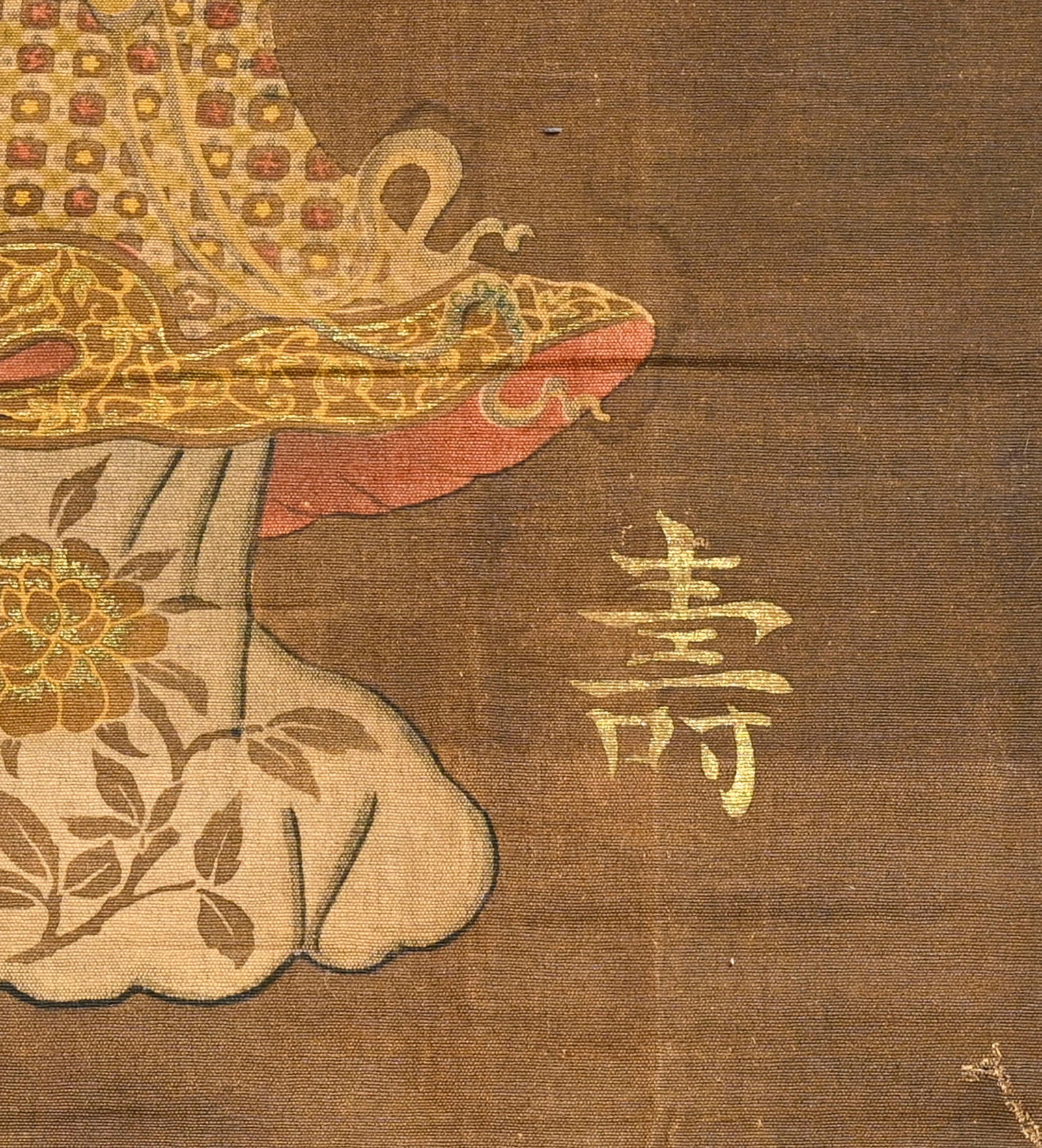 Shoulao, grande broderie, Chine, XIX-XXe s., le dieu de la longévité tenant un bâton, - 4