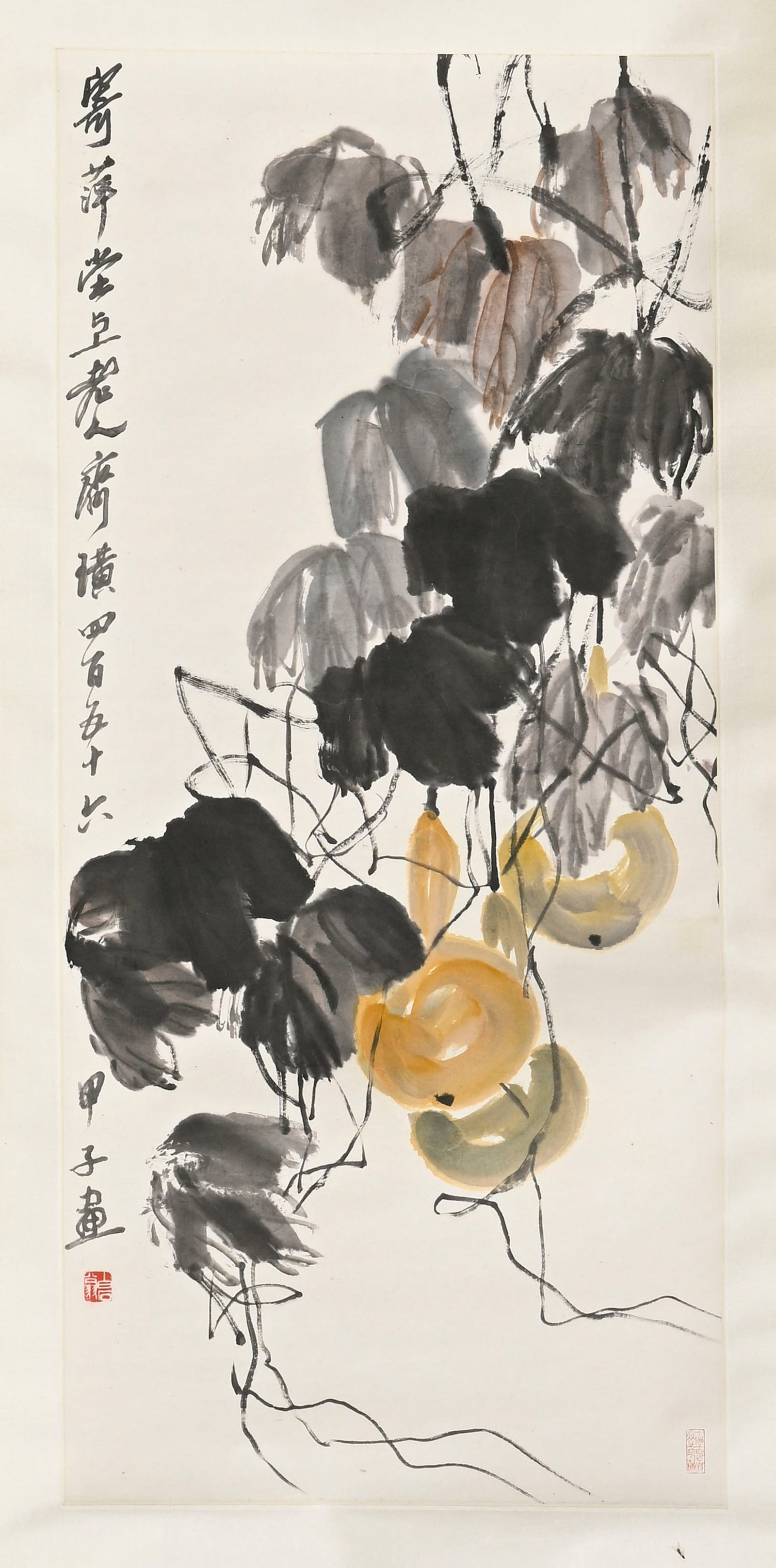 Gourdes, peinture sur papier, XXe s., portant une signature Qi Baishi (齊白石, 186 - 2