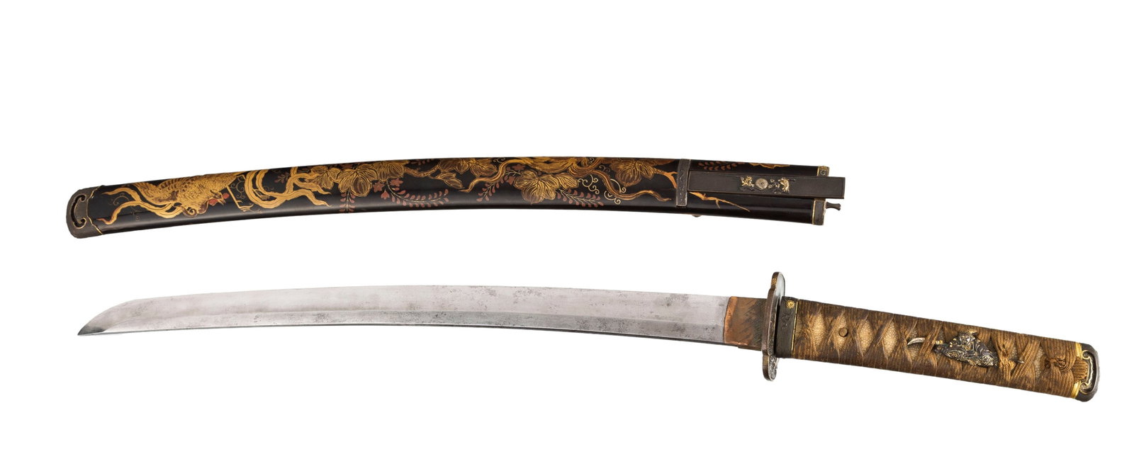 Wakizashi (sabre), Japon, époque Edo, saya en bois laqué, décor takamaki-e et hiramak - 4