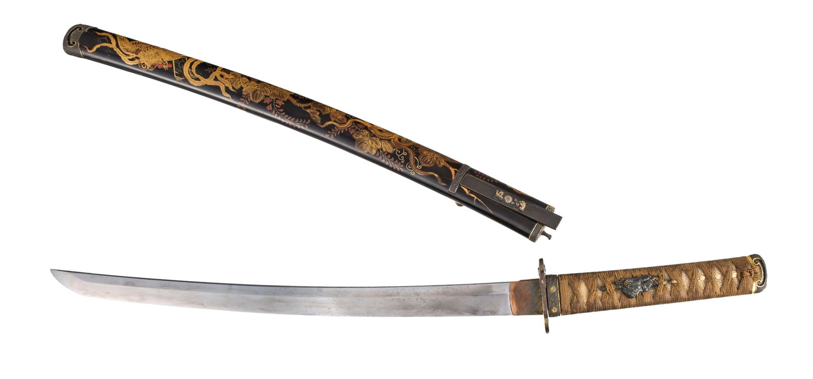 Wakizashi (sabre), Japon, époque Edo, saya en bois laqué, décor takamaki-e et hiramak - 5