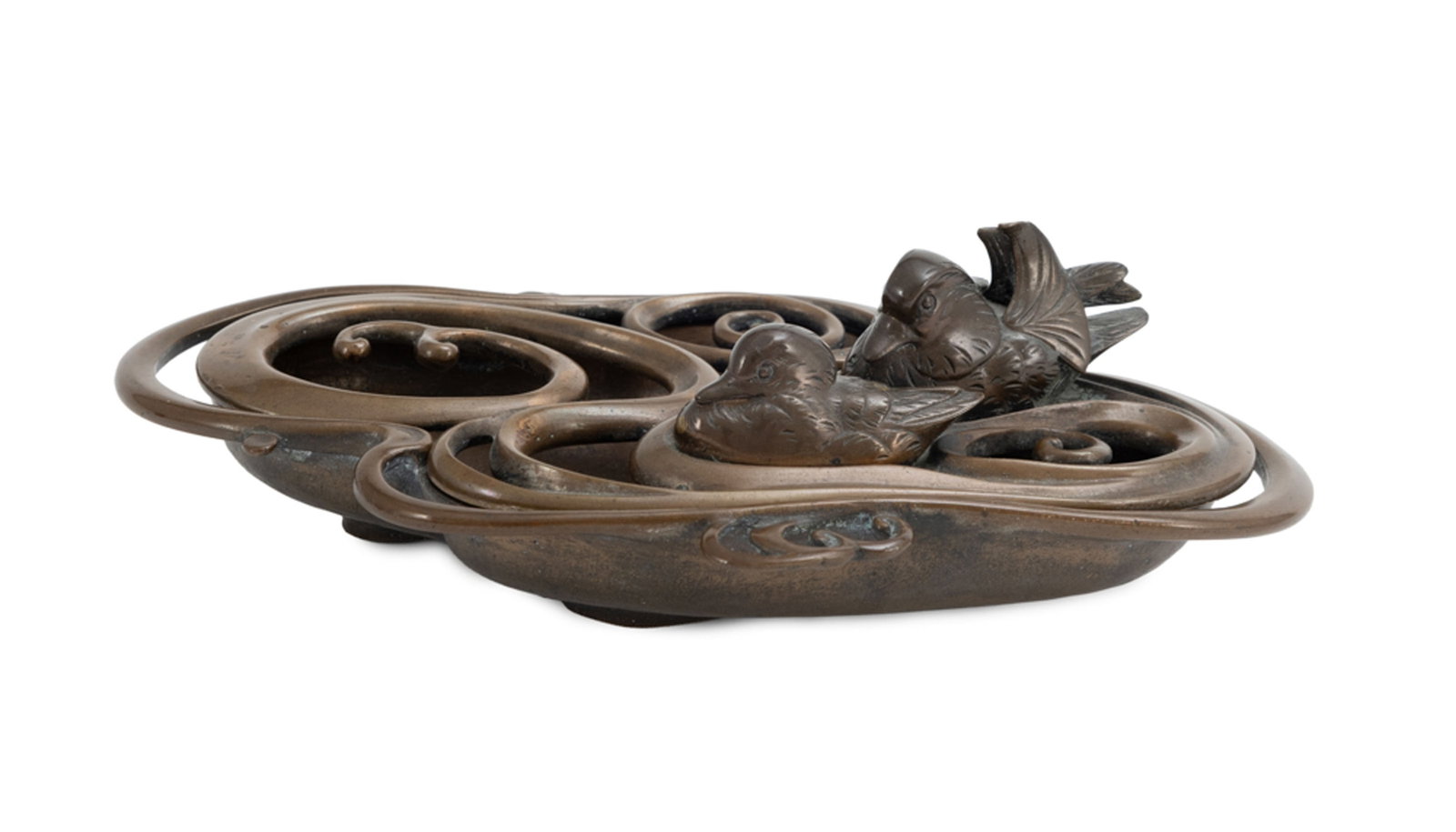 Koro (brûle-parfum) en bronze, Japon, époque Meiji, en forme de couple de canards mandarin - 2