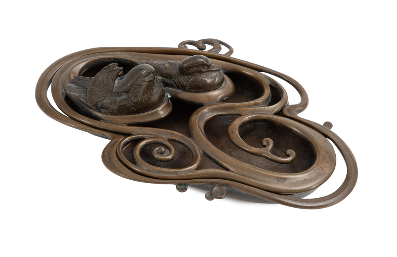 Koro (brûle-parfum) en bronze, Japon, époque Meiji, en forme de couple de canards mandarin - 4