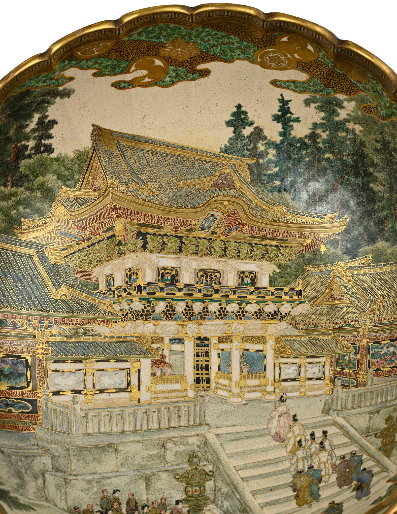 Grand bol floriforme en grès de Satsuma, Japon, époque Meiji, décor intérieur du - 7