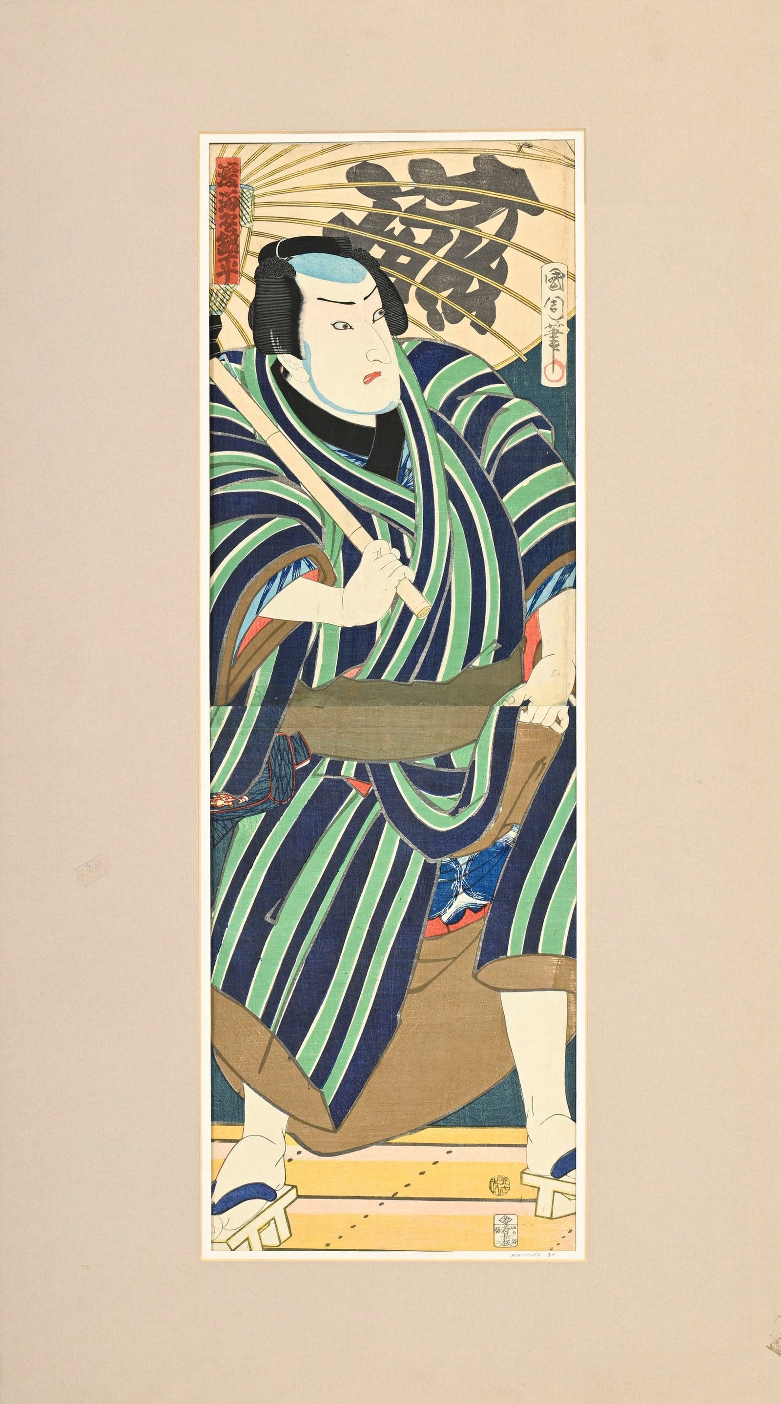 Toyohara Kunichika (1835-1900), acteurs de kabuki et samouraï, ensemble de 3 diptyques, 2 tript - 2