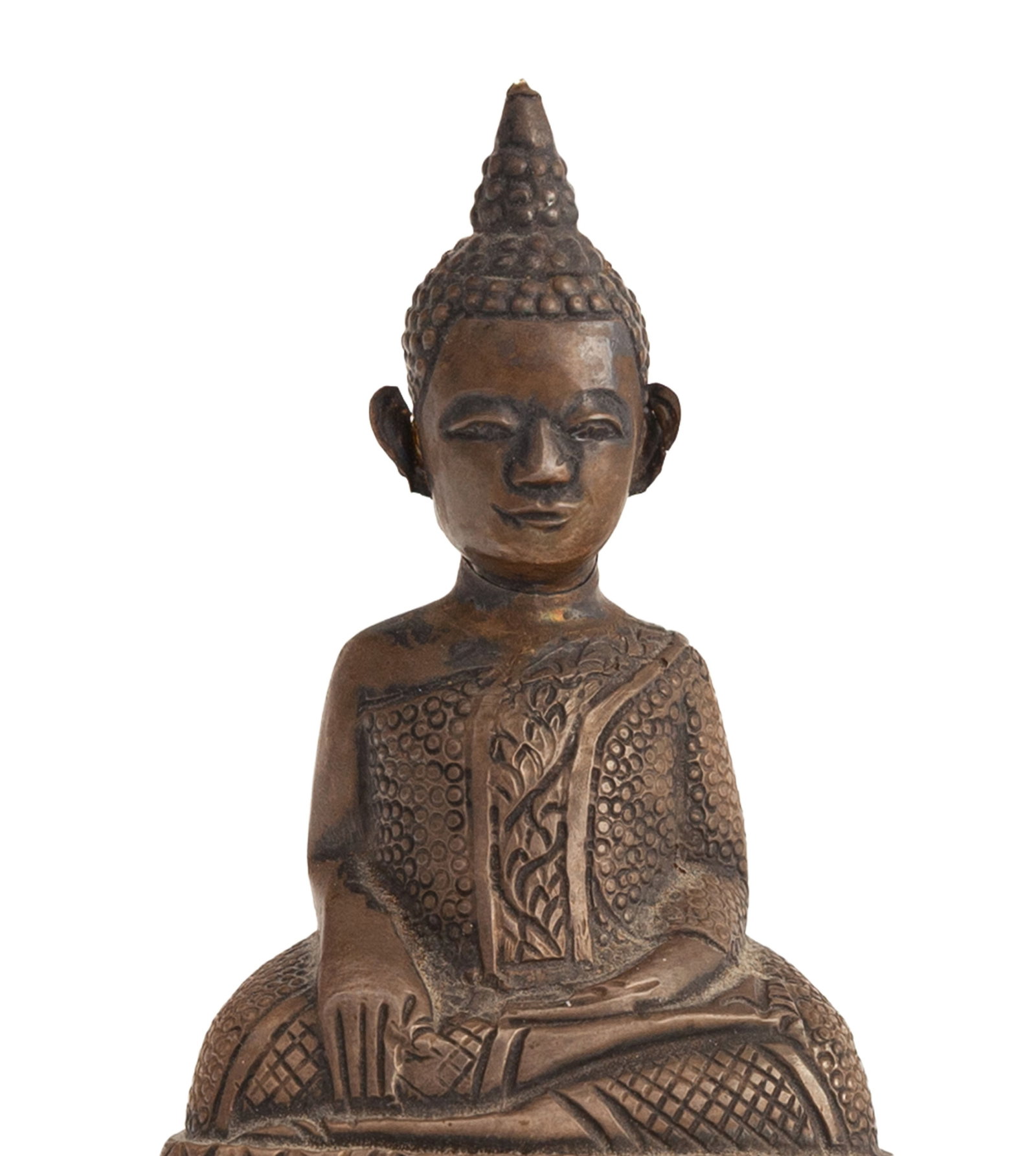 Bouddha assis, sculpture en feuille d'argent sur âme de cire, Thaïlande, XIXe s., la main  - 4