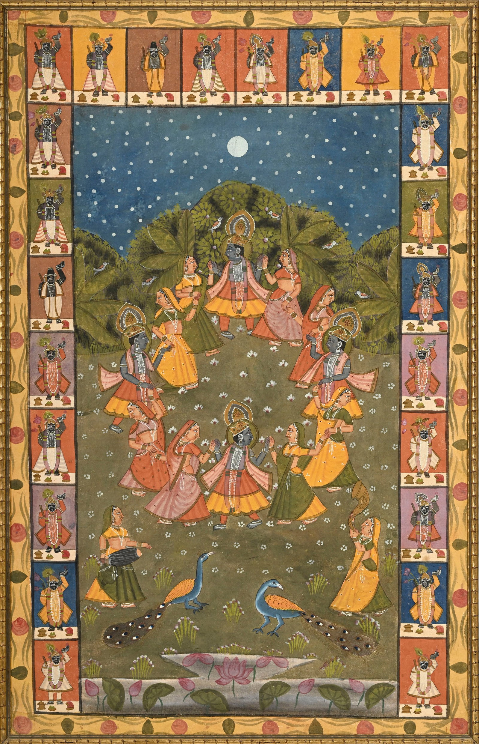 2 pichhwai (tentures) représentant deux scènes de la vie de Krishna, Inde, Rajasthan, XIX- (1 of 8)