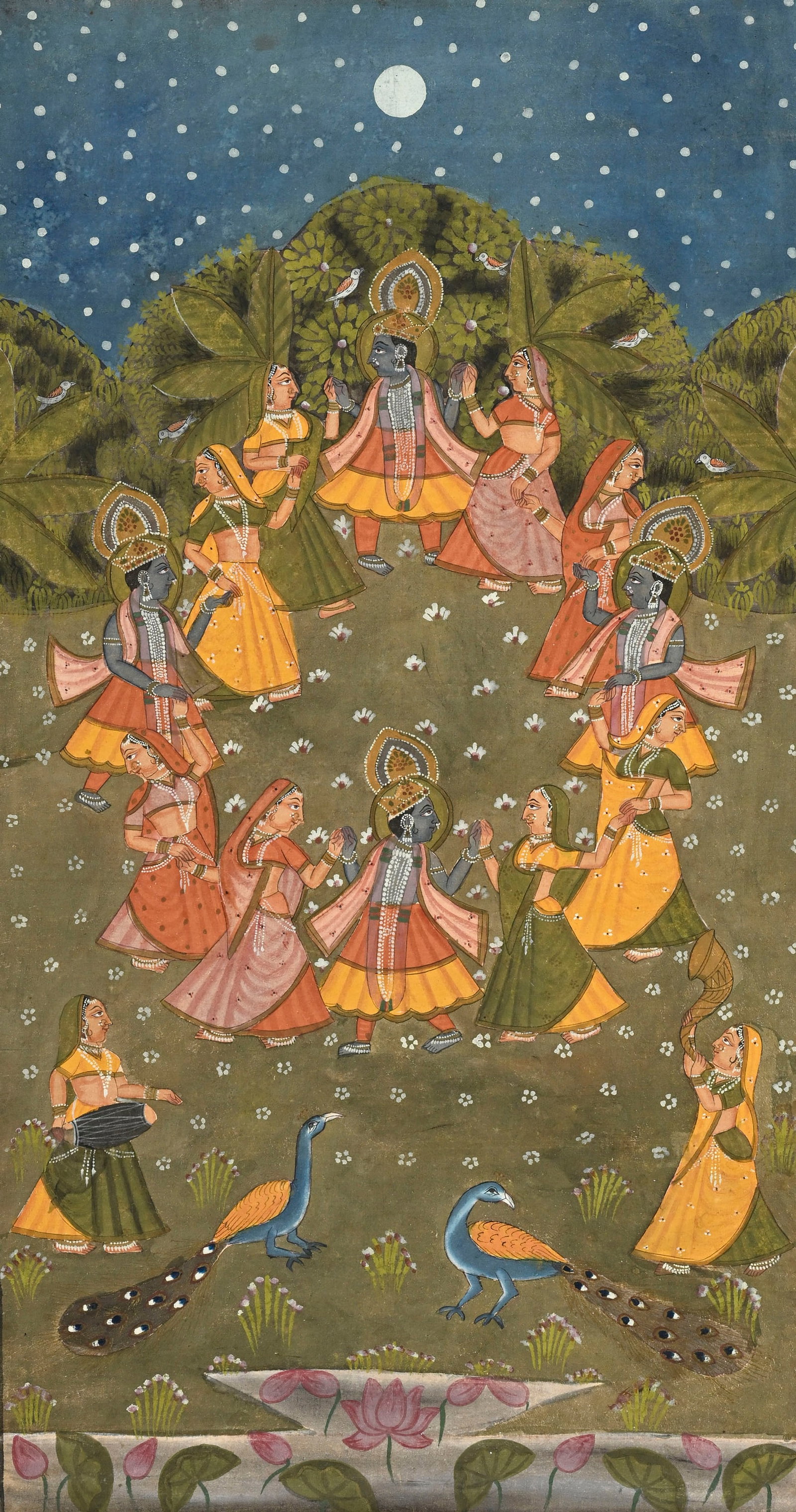 2 pichhwai (tentures) représentant deux scènes de la vie de Krishna, Inde, Rajasthan, XIX- - 3