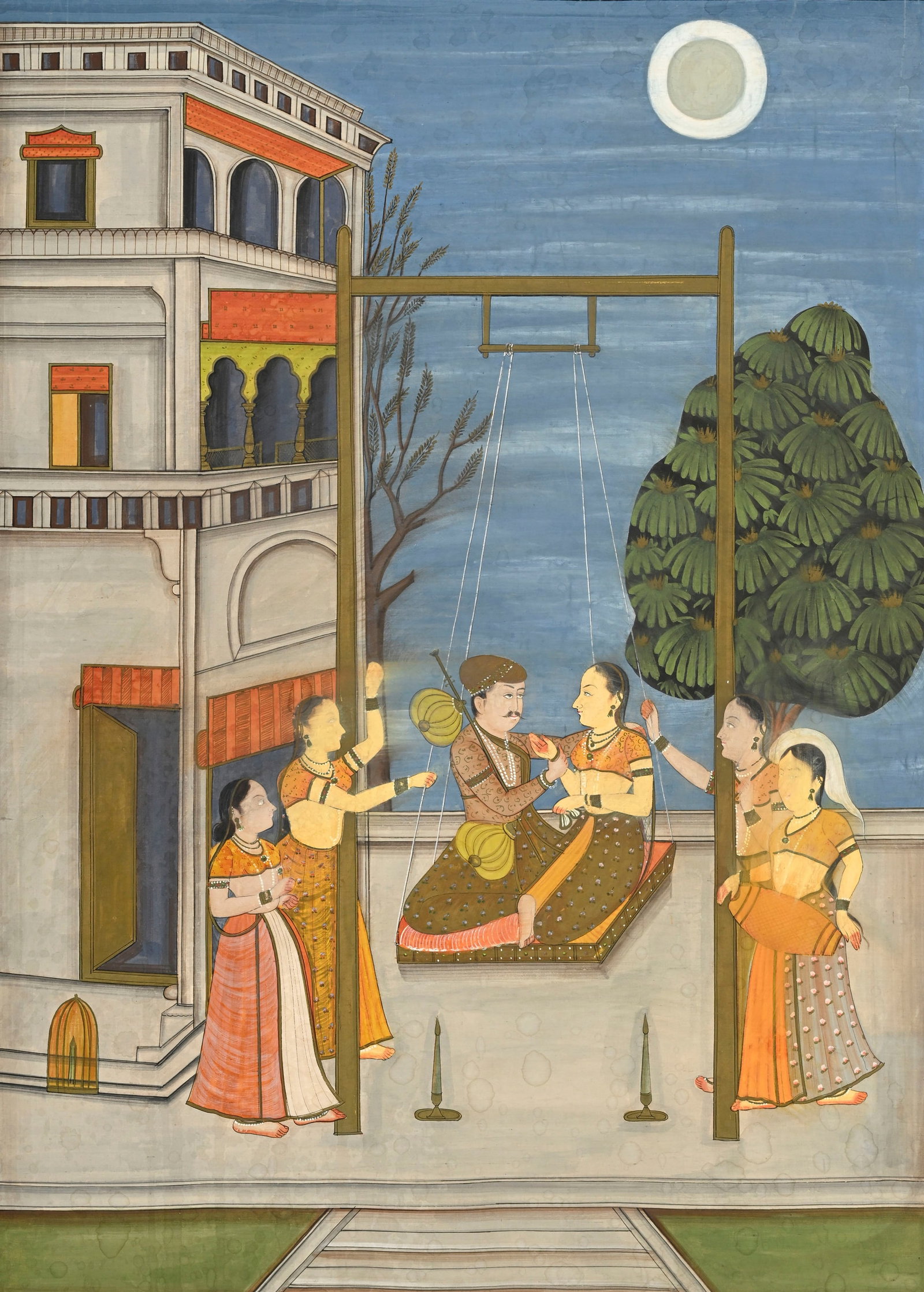 Hindola Raga, folio d'une série de Ragamala, gouache sur papier, Inde du nord, XXe s., 111x84 c - 2