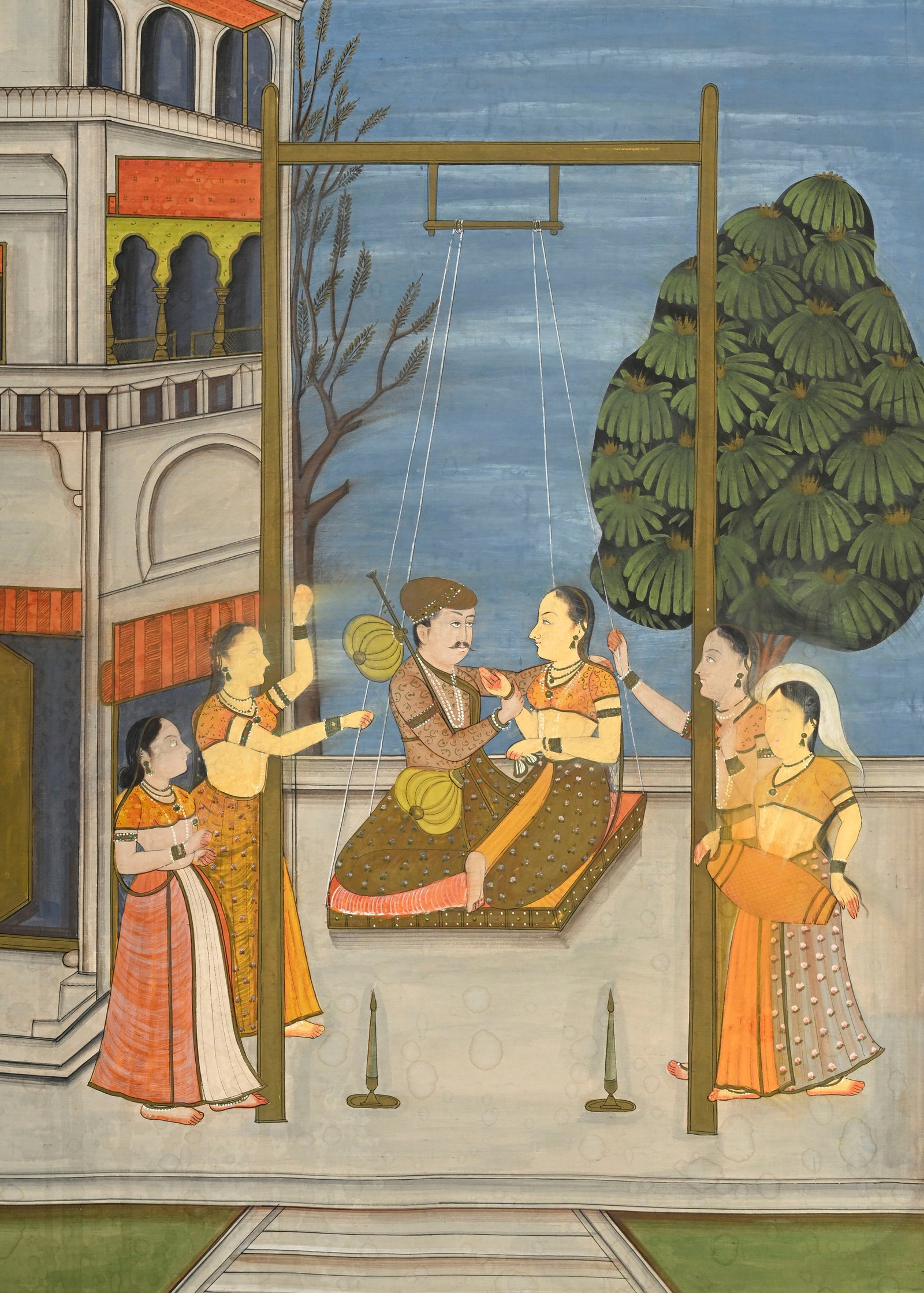 Hindola Raga, folio d'une série de Ragamala, gouache sur papier, Inde du nord, XXe s., 111x84 c - 3