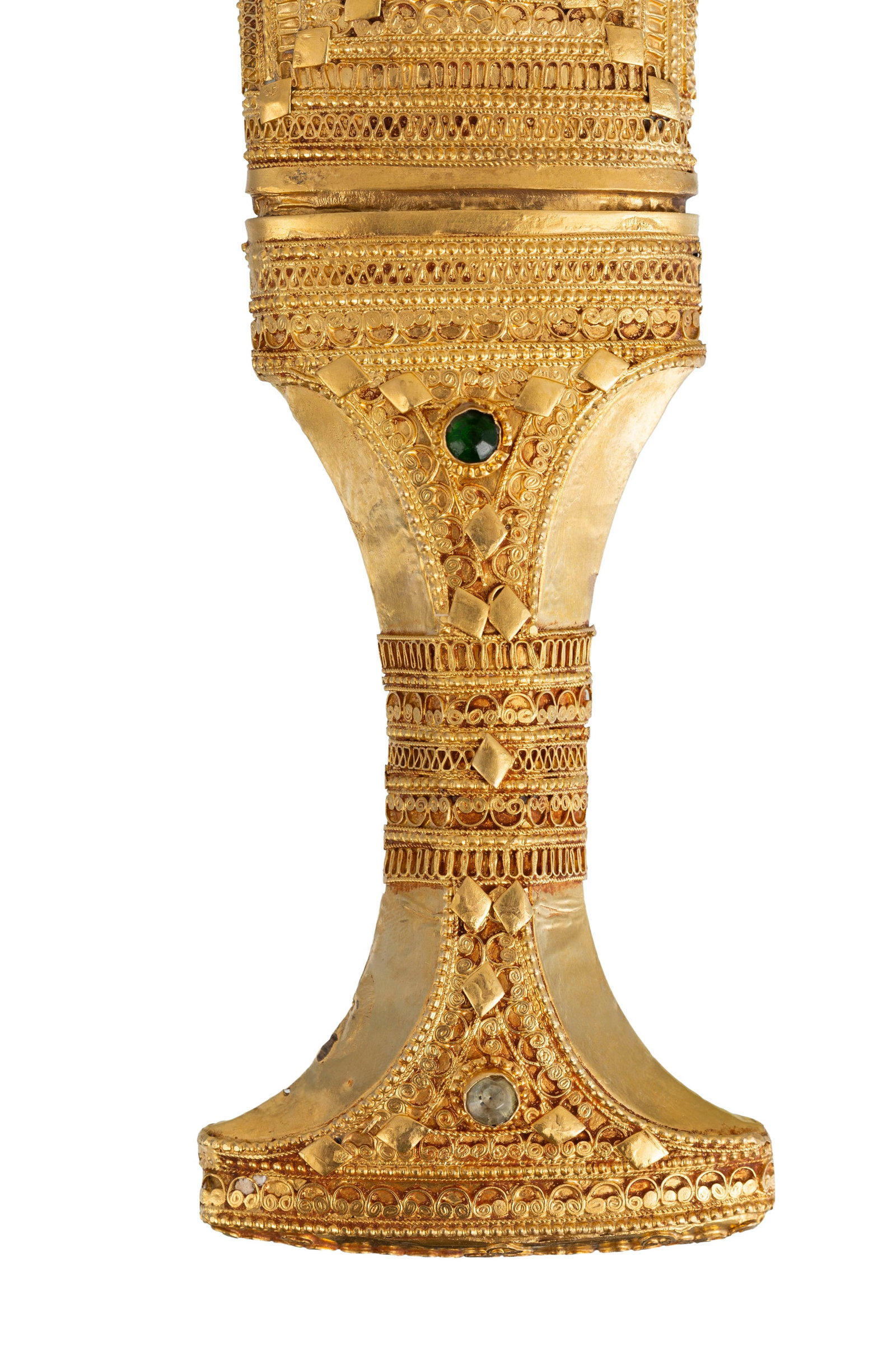 Khanjar, Arabie Saoudite ou Oman, XXe s., fourreau et manche en or, trois billes en verre de couleur - 7