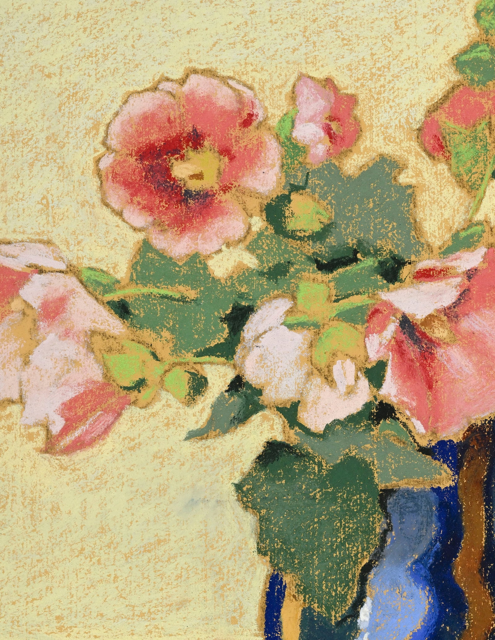 François Birbaum (1872-1947), Nature morte aux roses trémières, pastel sur papier, si - 3