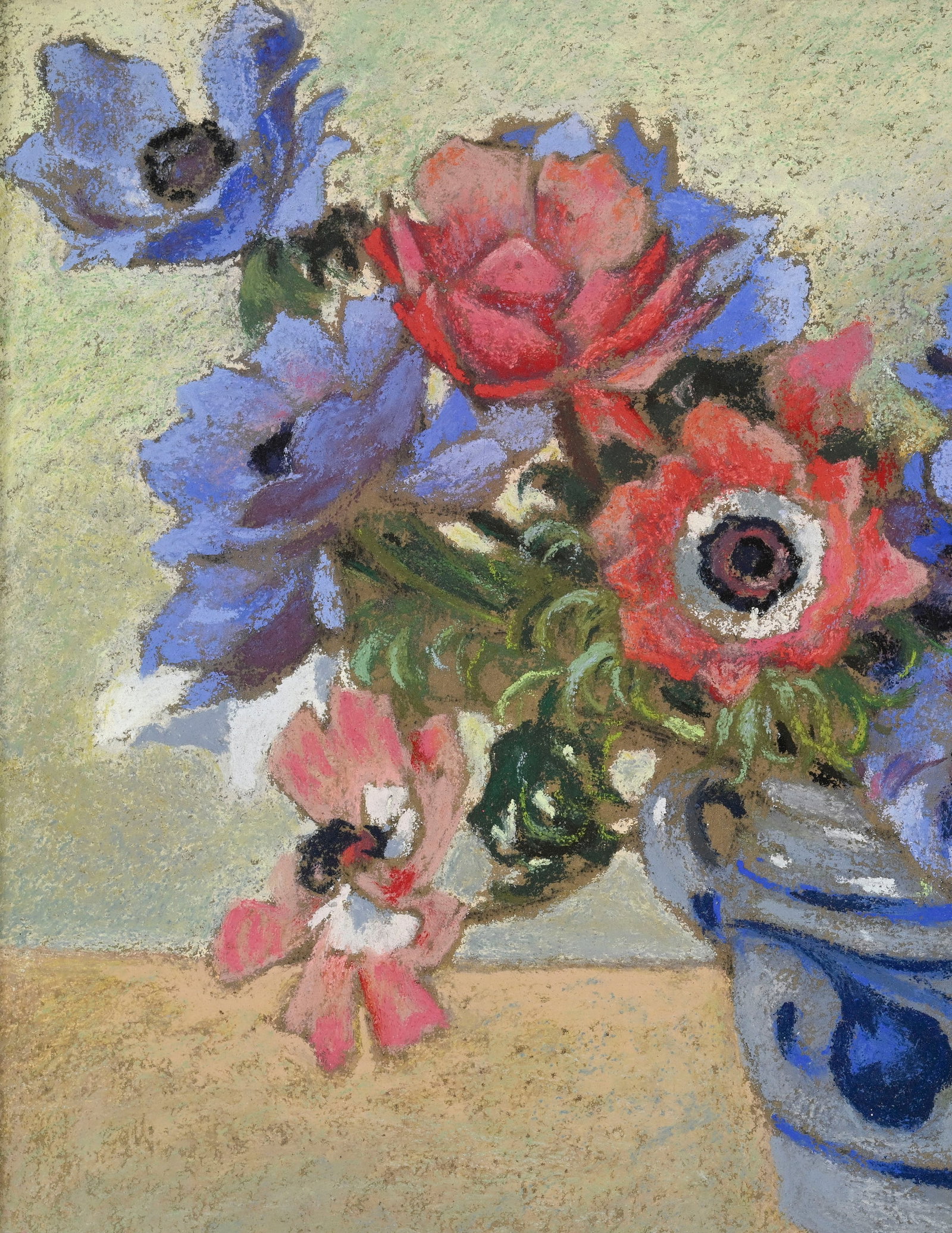 François Birbaum (1872-1947), Nature morte au bouquet d'anémones, pastel sur papier, sign& - 3