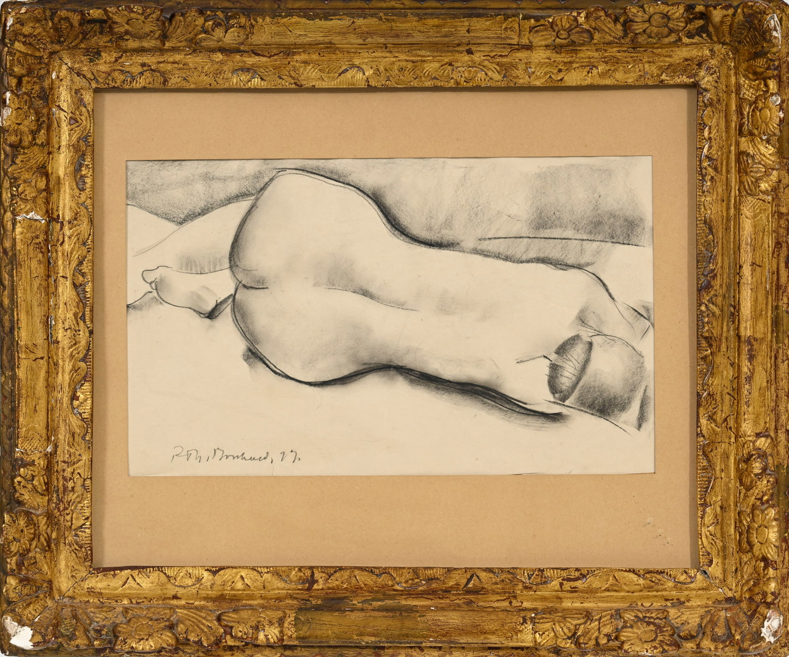 Rodolphe Théophile Bosshard (1889-1960), Nu de dos, 1922, fusain sur papier, signé et dat& - 2