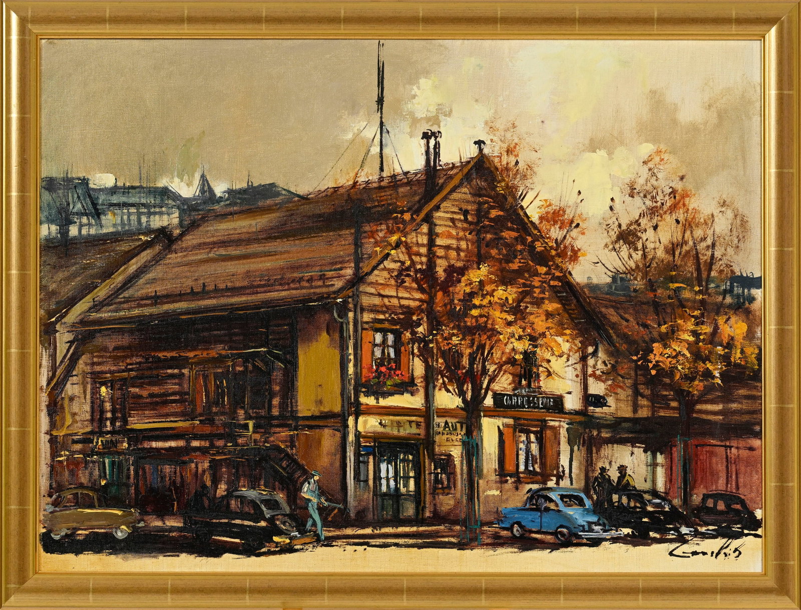Sergio Cecchi (1921-1986), Paysage urbain, huile sur toile, signée, 60x81 cm - 2