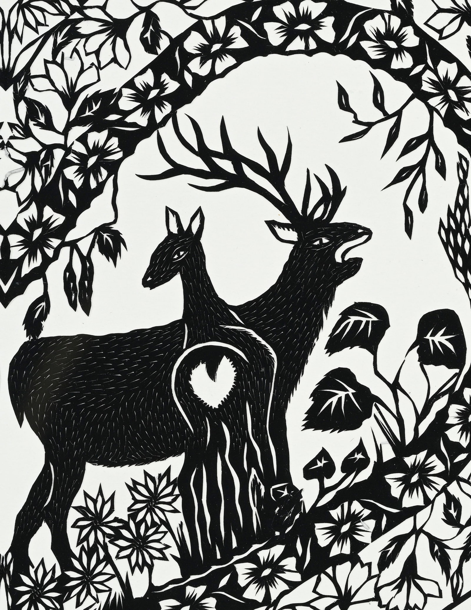 Corinne Cornamusaz (1956), "Biches et cerfs à la Bierla", 2007, découpage et collage sur p - 3