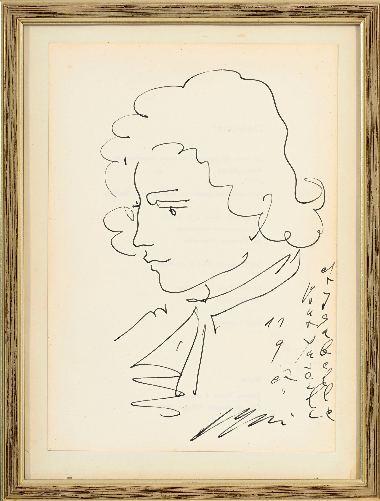 Hans Erni (1909-2015), Portrait de femme, 2007, encre sur papier, signée, datée "11.09.07" - 2