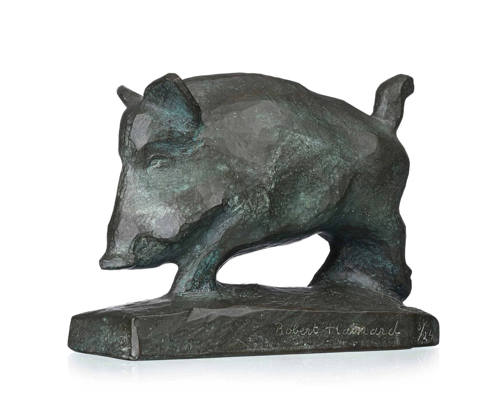 Robert Hainard (1906-1999), Sanglier, sculpture en bronze, signée et numérotée 5/24,  - 2