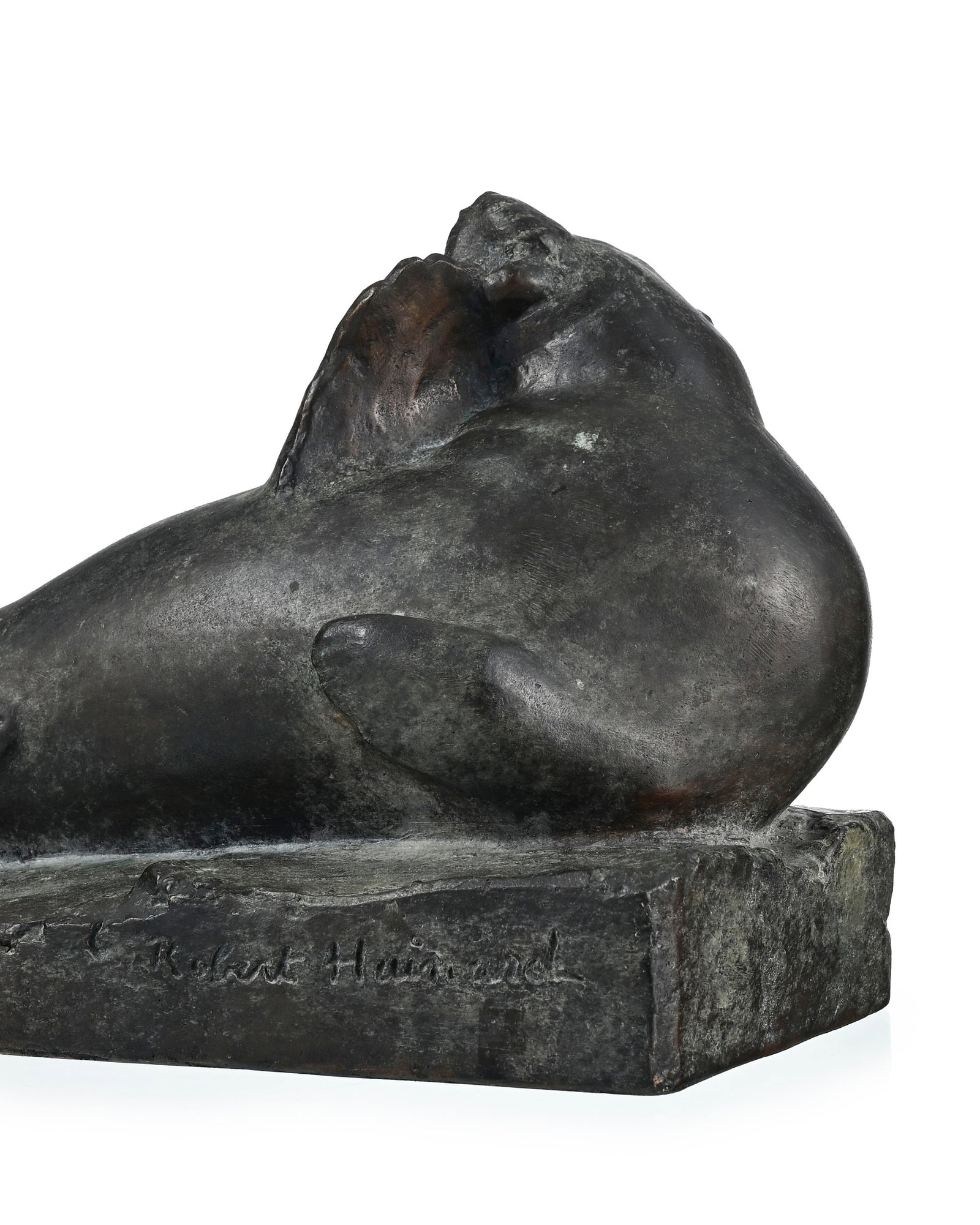 Robert Hainard (1906-1999), Phoque, sculpture en bronze, signée, cachet de fondeur Pastori, 17x - 2