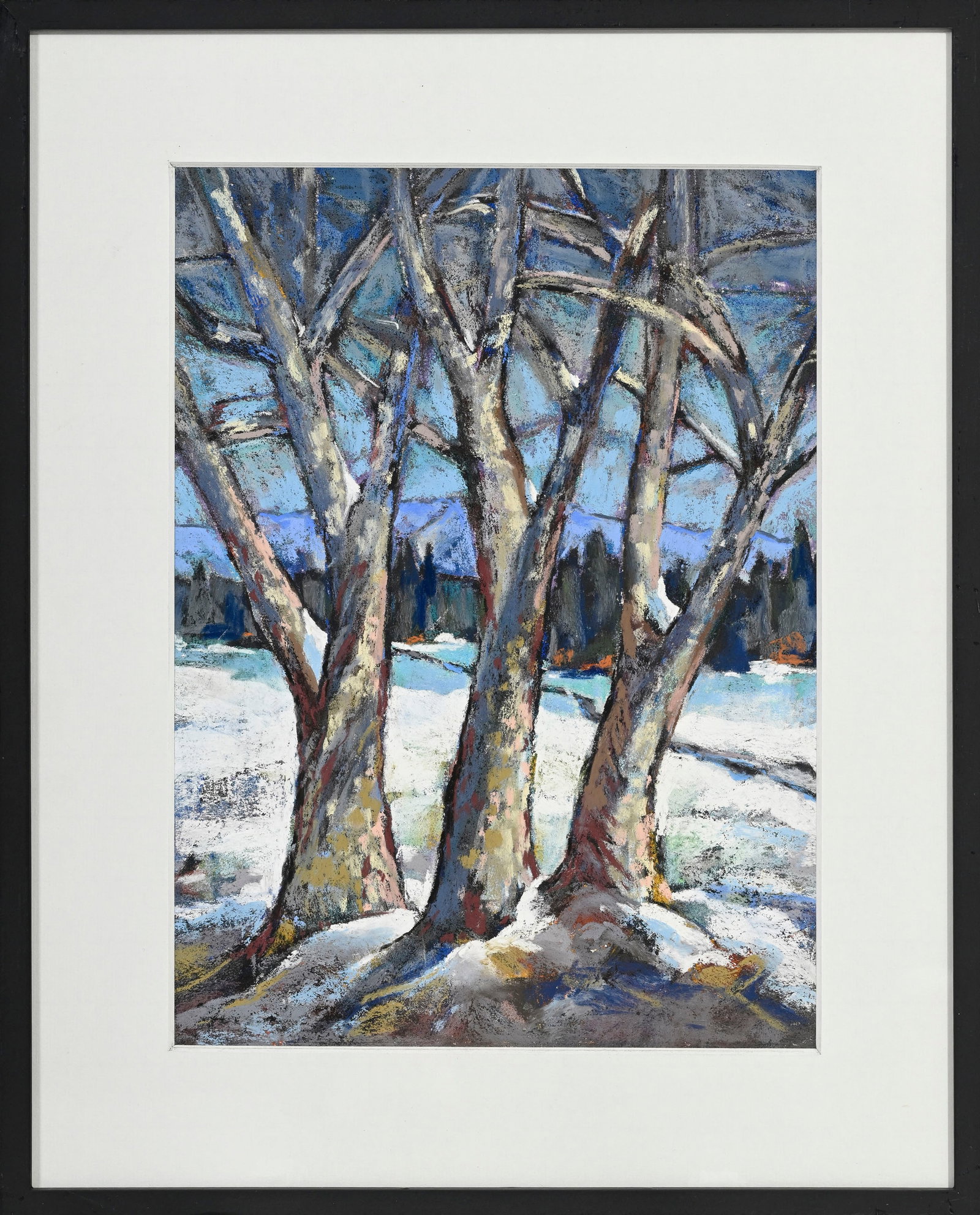 Alfred Horger (1930-2009), Arbres sous la neige, pastel sur papier, 37x27 cm (à vue) - 2