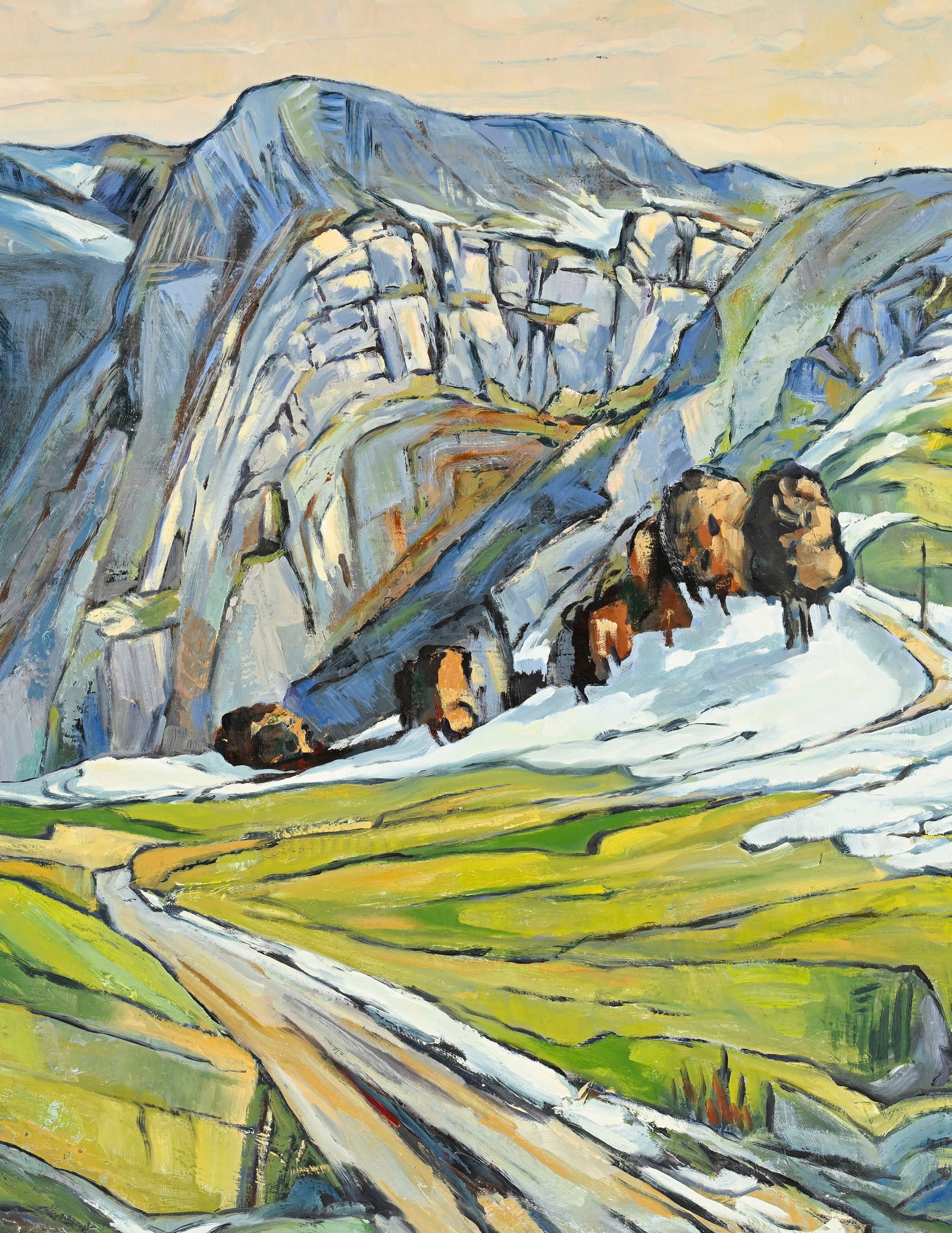Alfred Horger (1930-2009), "Le Raimeux vu des Golats", 1989, huile sur toile marouflée sur pann - 3