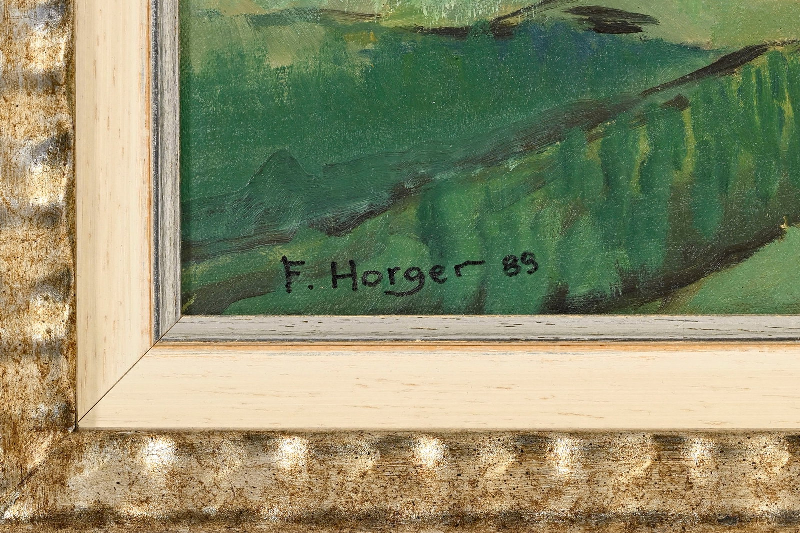 Alfred Horger (1930-2009), Couple de chevreuils au bord d'un ruisseau, 1989, huile sur toile maroufl - 5