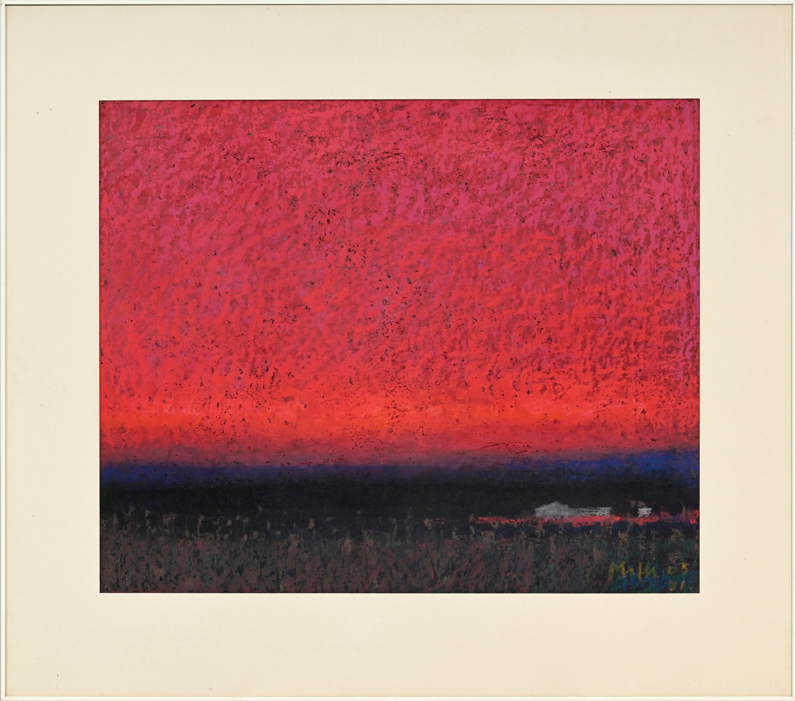 Walter Mafli (1915-2017), "Soleil Rouge", 1981, craie grasse sur papier, signée et datée,  - 2