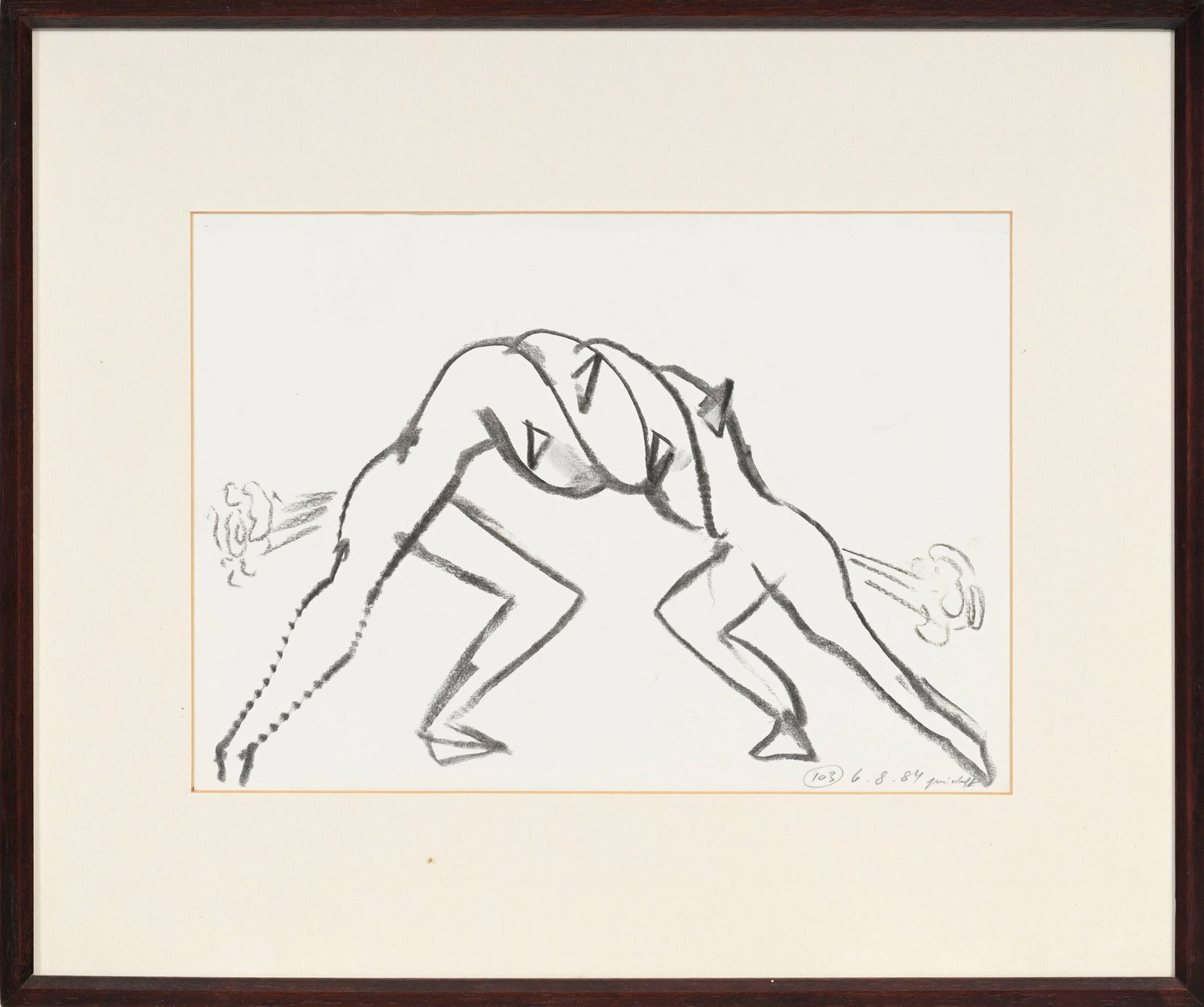 Gérald Minkoff (1937-2009), "Combat" et "Temple et roses", 1984, paire de craies grasses sur pa - 3