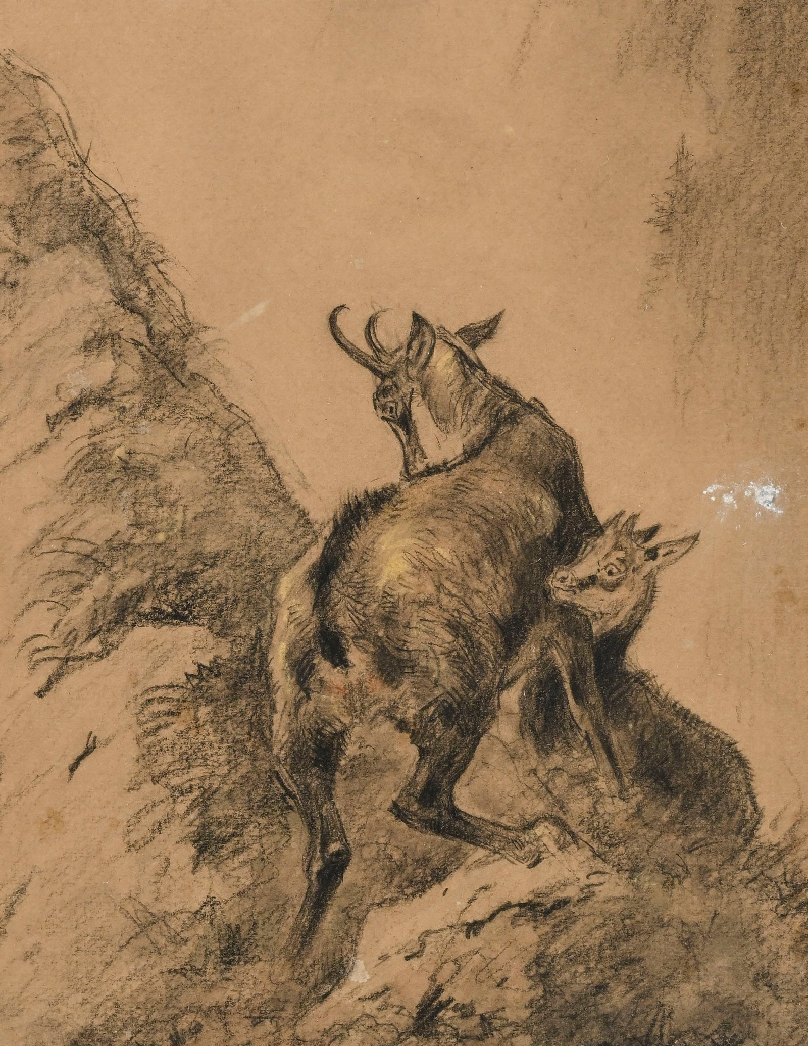 Xavier de Poret (1894-1975), Aigle aux ailes déployées sur un piton rocheux, surplombant u - 3