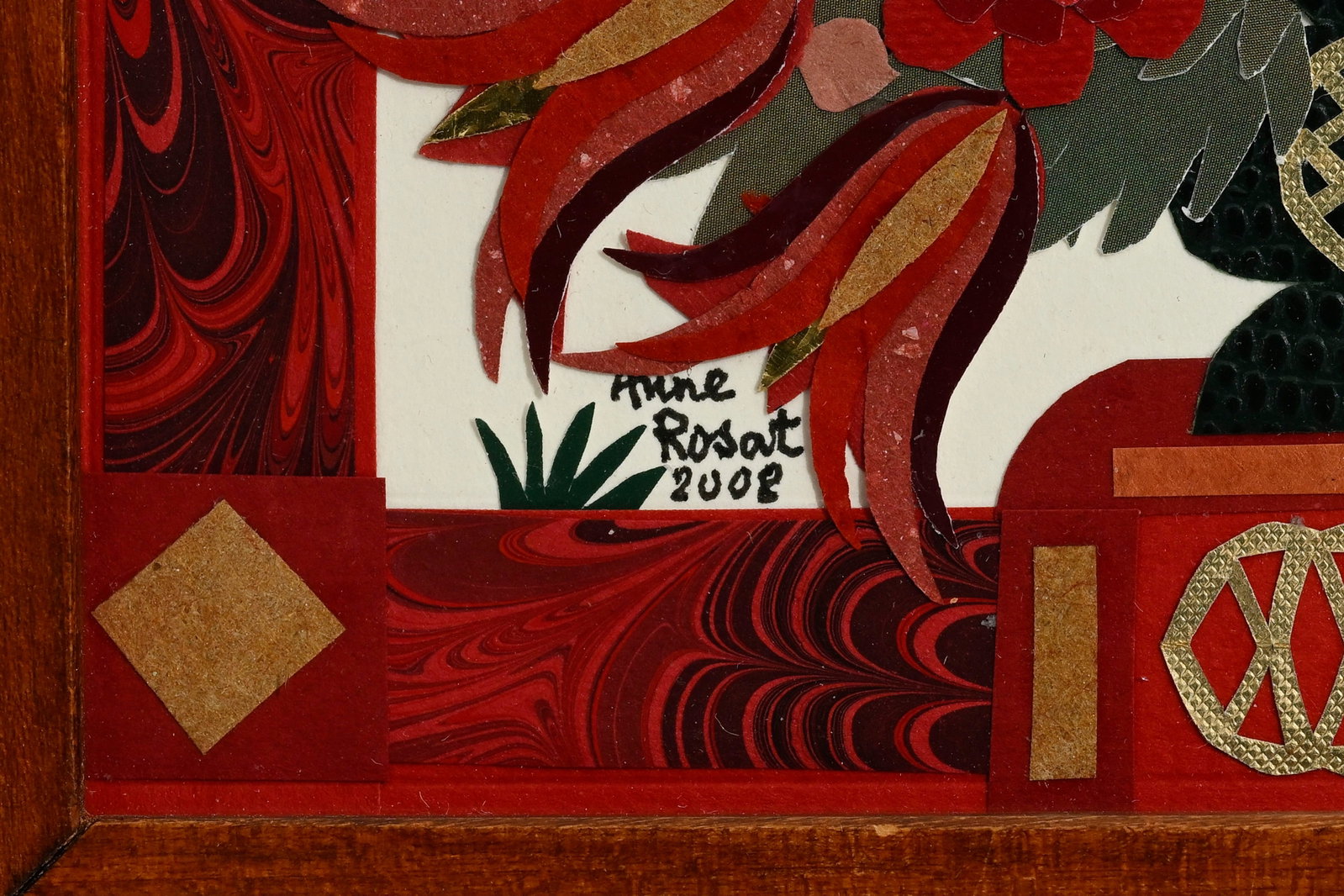 Anne Rosat (1935), Cœur et bouquets rouges, 2008, découpage et collage sur papier, sign - 4