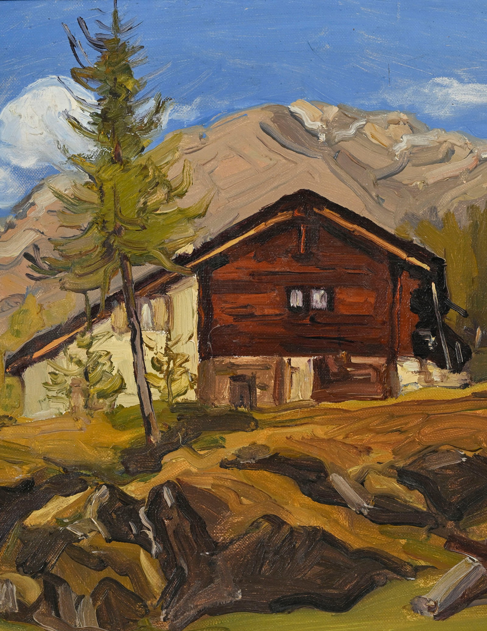 Louis Henri Salzmann (1887-1955), Chalet de montagne, 1937, huile sur toile, signée et daté - 3