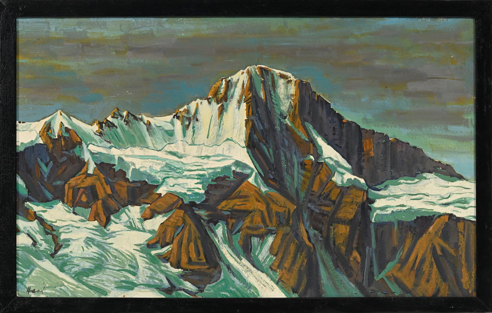 Ecole suisse du XXe s., Vue du Breithorn, huile sur pavatex, signée "Hari", 48x78 cm - 2