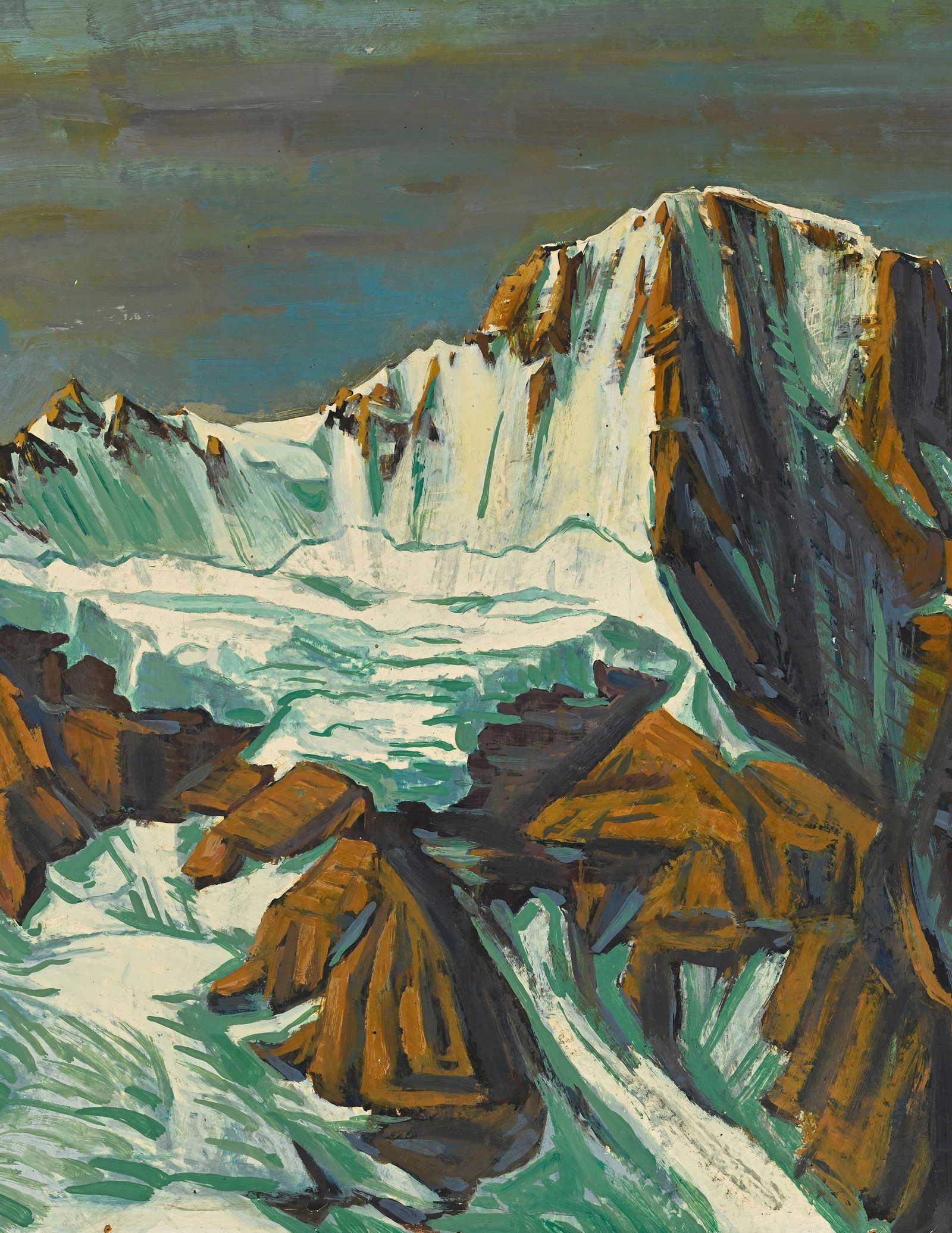Ecole suisse du XXe s., Vue du Breithorn, huile sur pavatex, signée "Hari", 48x78 cm - 3