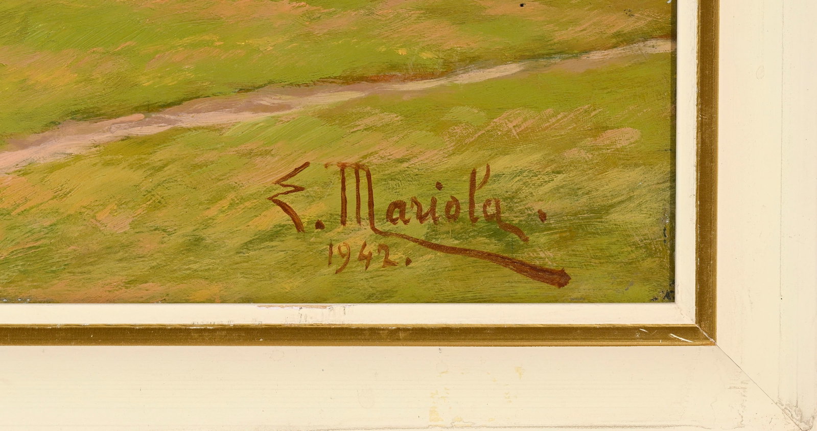 Ecole suisse du XXe s., "Paysage de montagne avec chalets"_,_ 1942, huile sur panneau, signée " - 4