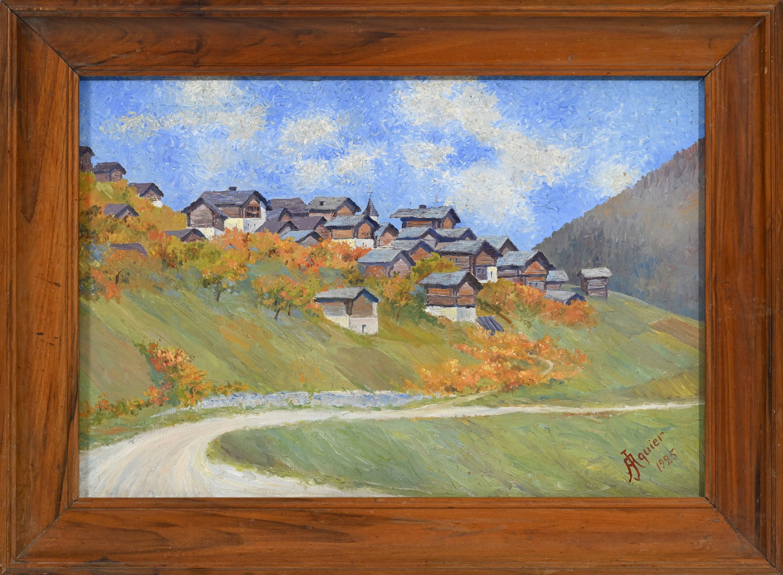 Ecole suisse du XXe s., Village de montagne, 1925, huile sur toile, signée "A. Jaquier" et dat& - 2
