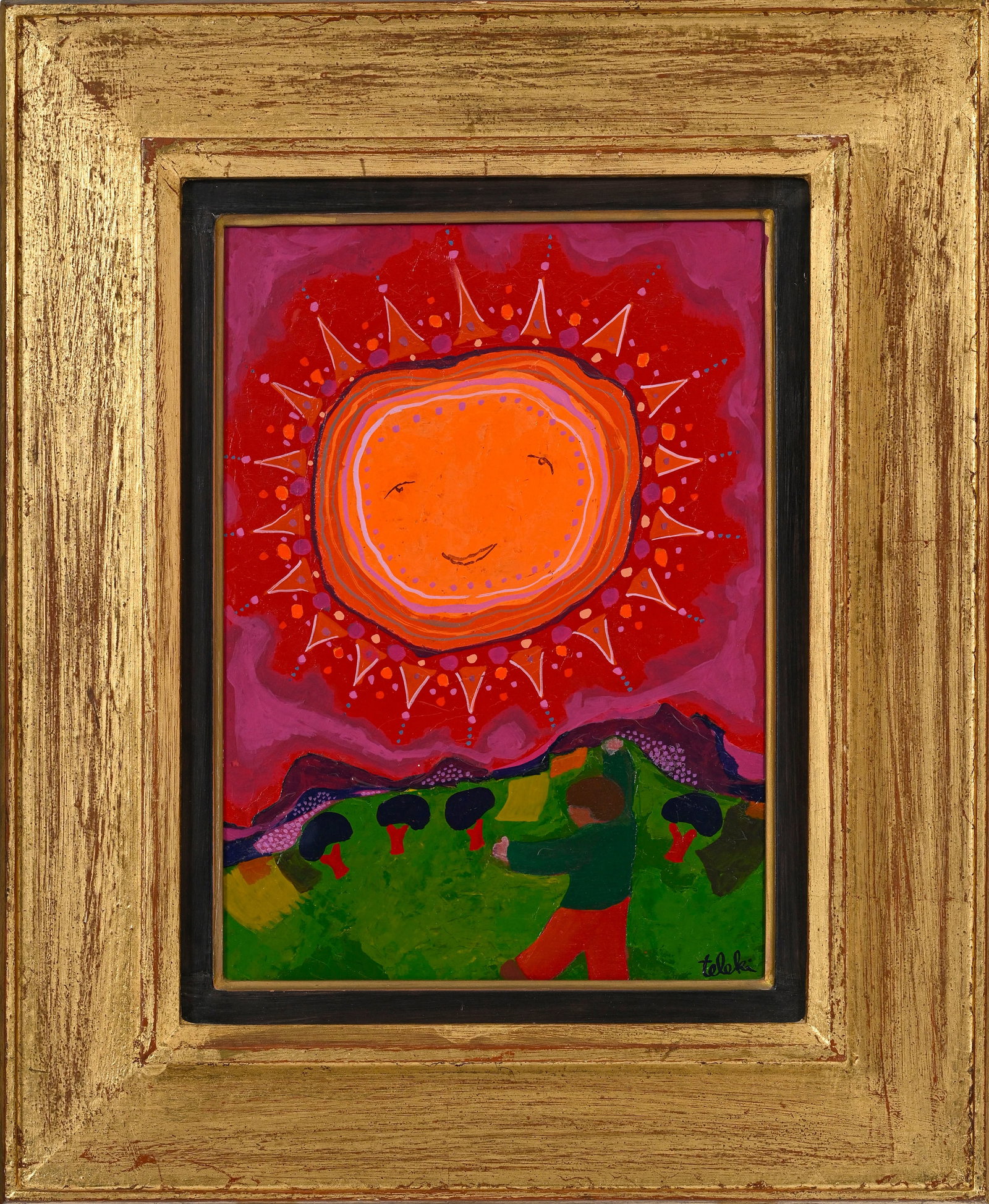 André Teleki (1928-1999), "Soleil", 1975, huile sur panneau, signée, contresignée, da - 2