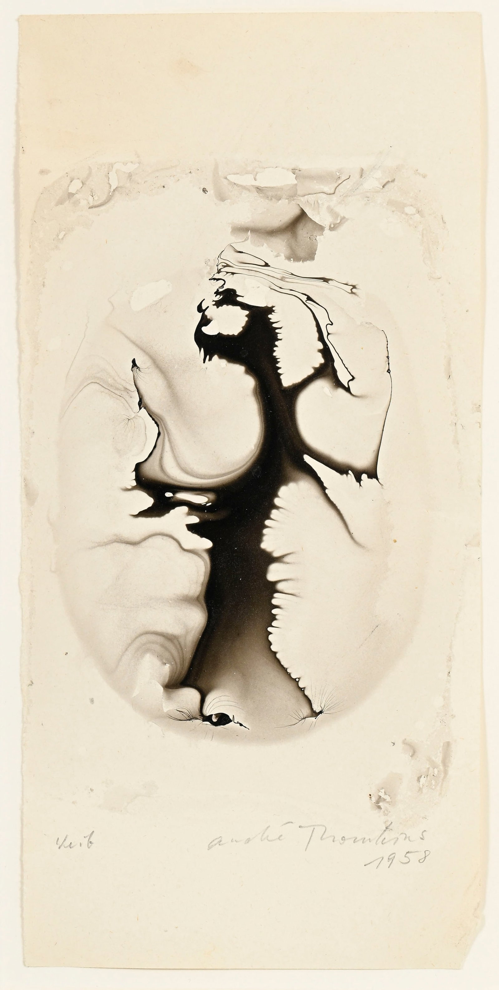 André Thomkins (1930-1985), "Weib", 1958, laque sur papier, signée et datée, 21x10 cm (1 of 5)
